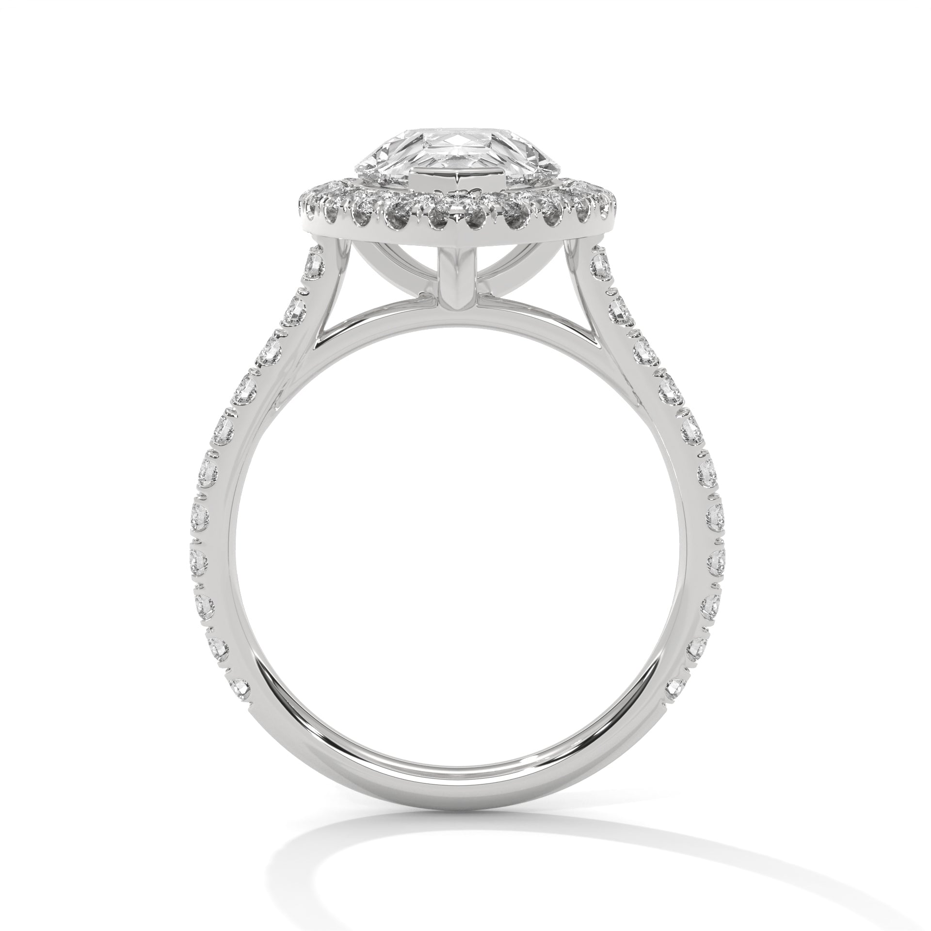 Pear Cut Diamond Halo Pavé Band Engagement & Anniversary Ring