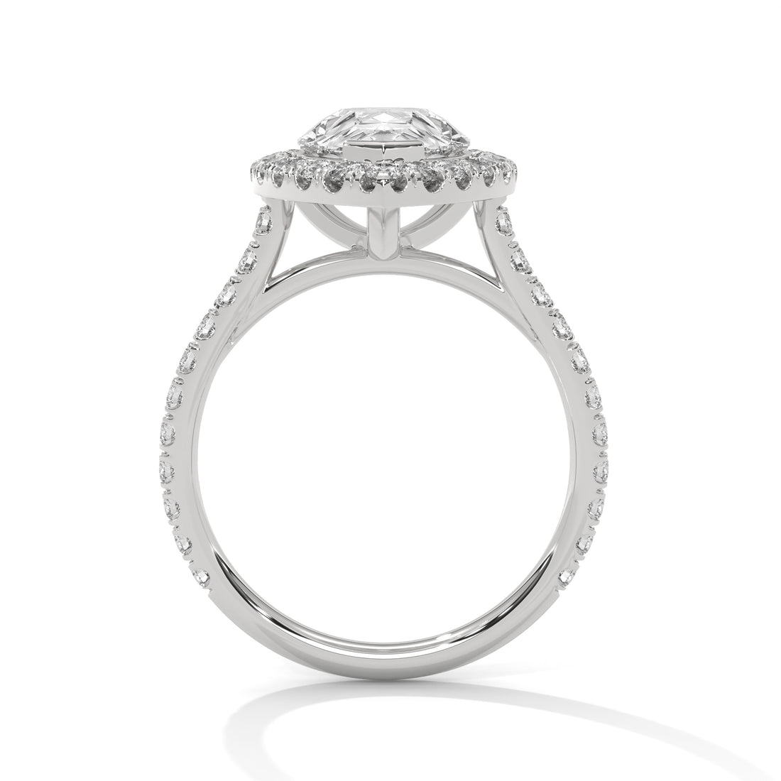 Pear Cut Diamond Halo Pavé Band Engagement & Anniversary Ring
