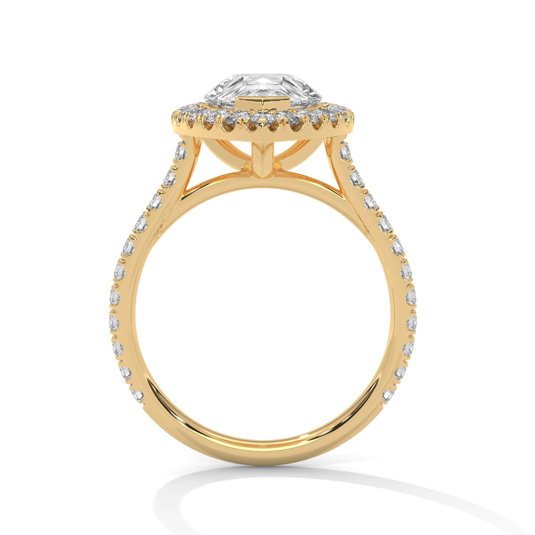 Pear Cut Diamond Halo Pavé Band Engagement & Anniversary Ring