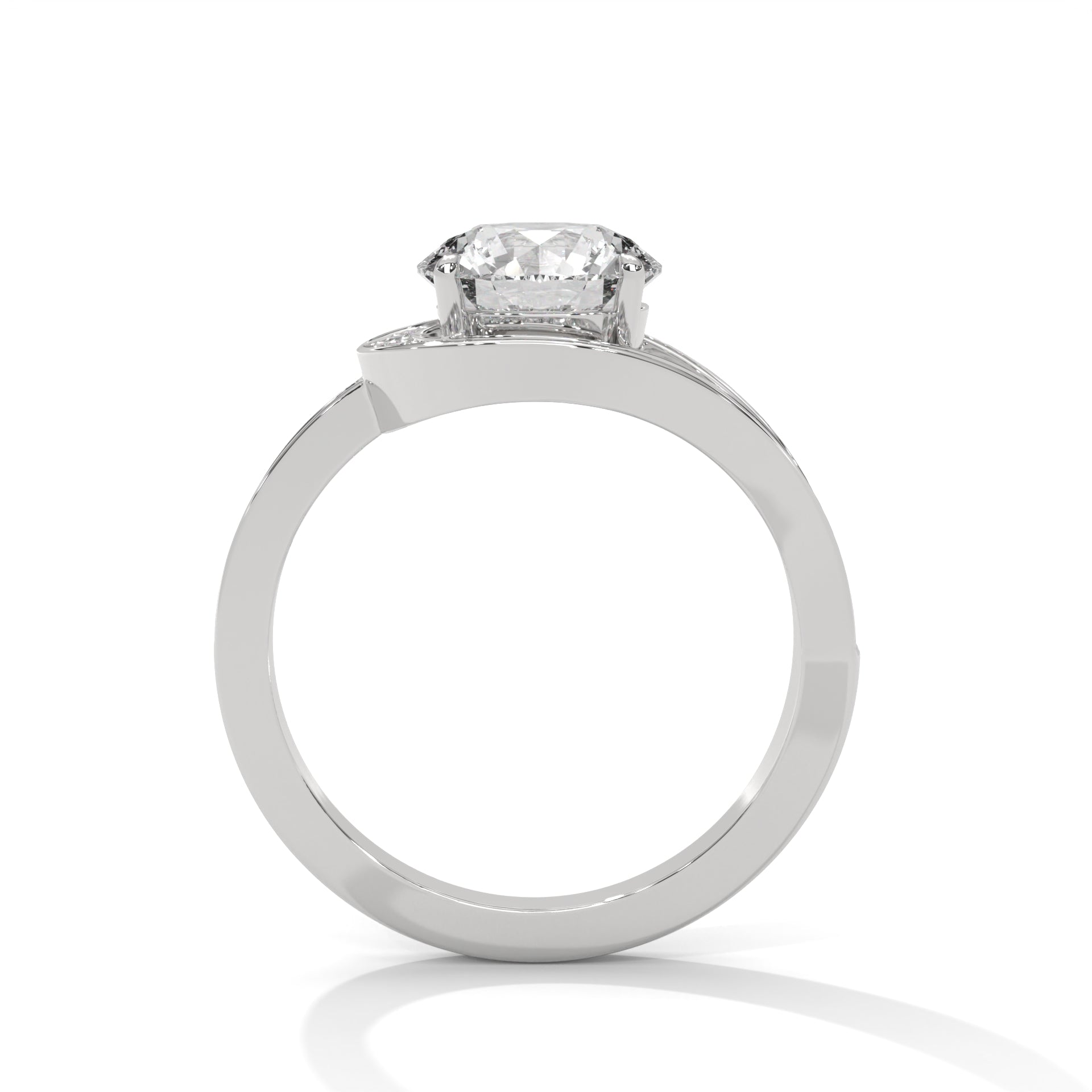 Round Cut Diamond Swirl Halo Split Shank Engagement & Anniversary Ring