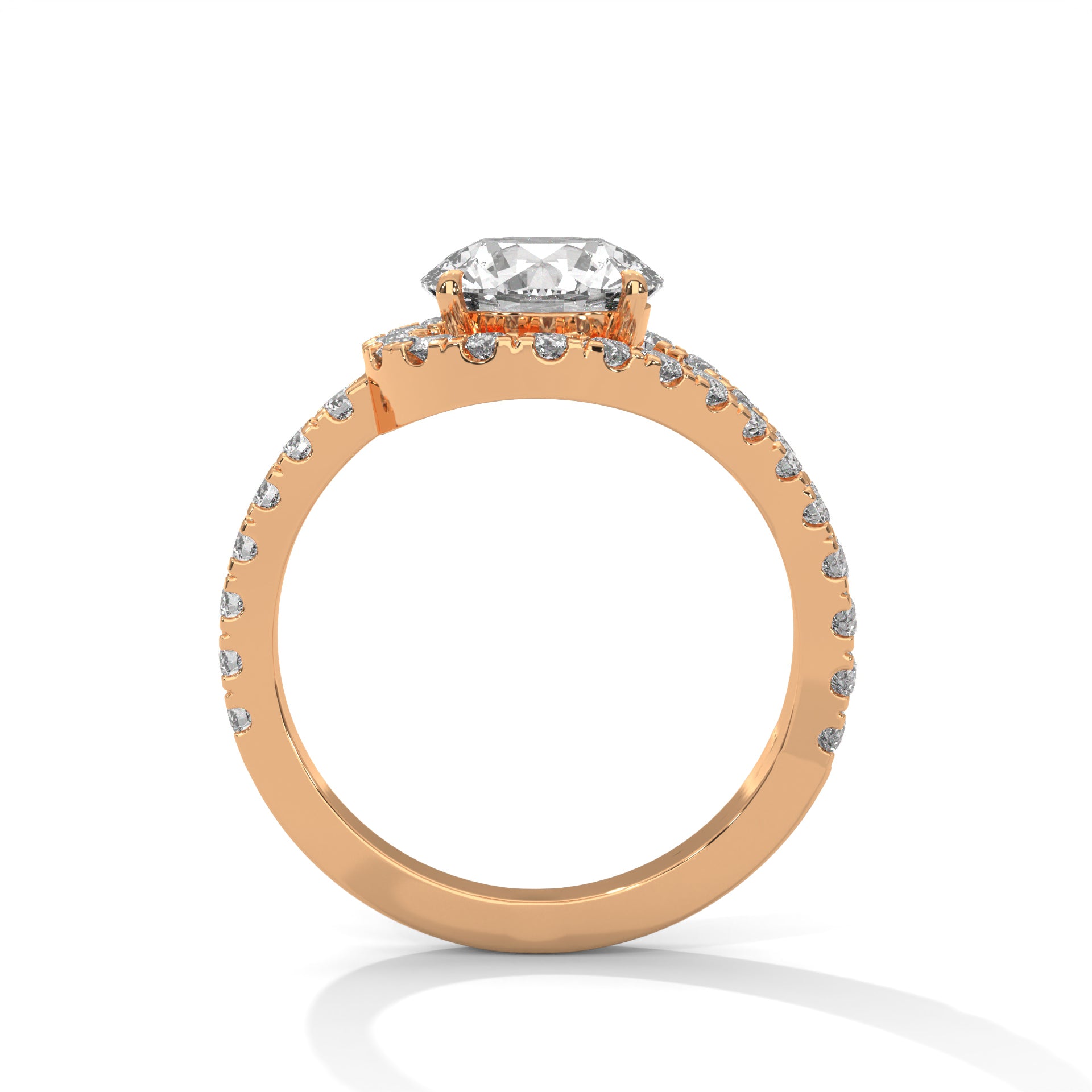 Round Cut Diamond Swirl Halo Split Shank Engagement & Anniversary Ring