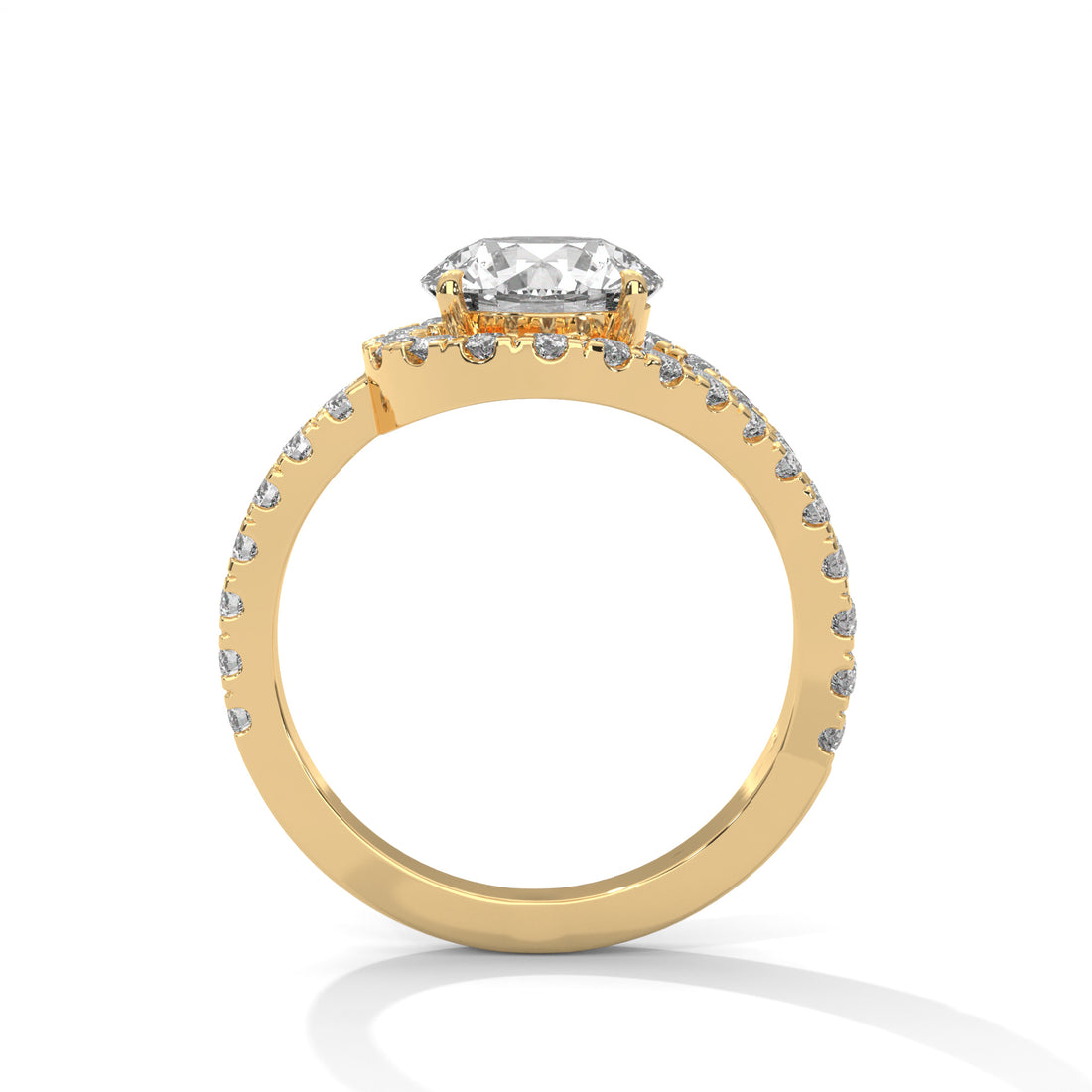 Round Cut Diamond Swirl Halo Split Shank Engagement & Anniversary Ring