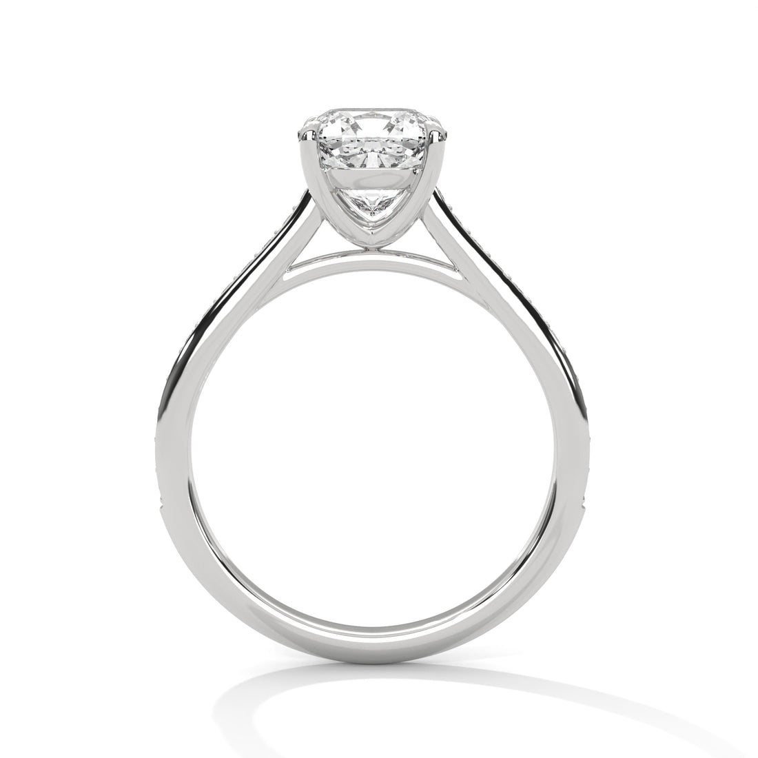 Cushion Cut Solitaire Pavé Band Engagement & Anniversary Ring