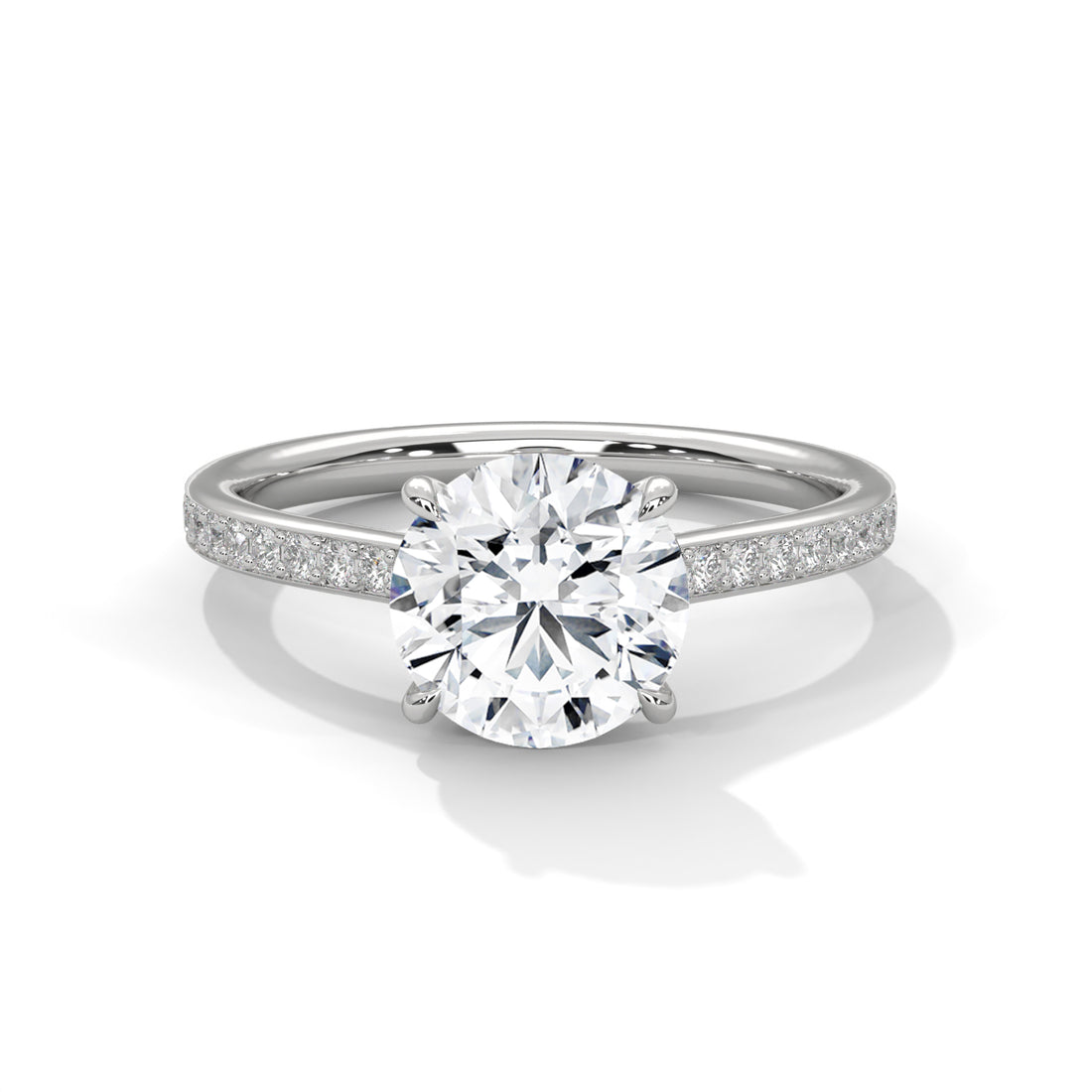 Round Cut Solitaire Pavé Band Engagement & Anniversary Ring