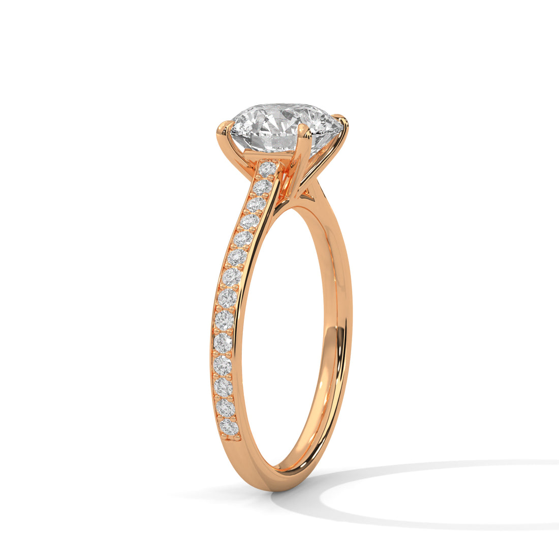 Round Cut Solitaire Pavé Band Engagement & Anniversary Ring