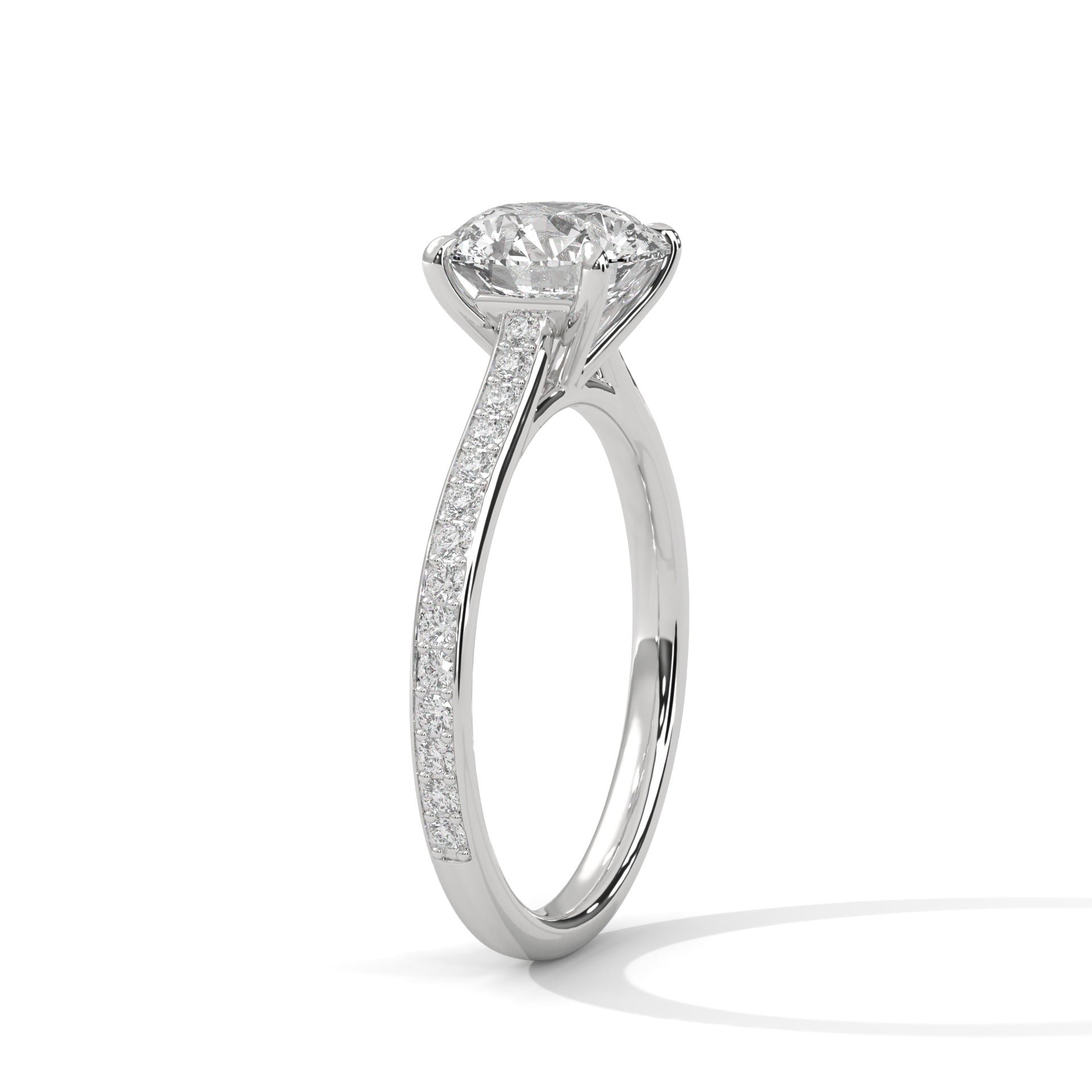 Round Cut Solitaire Pavé Band Engagement & Anniversary Ring