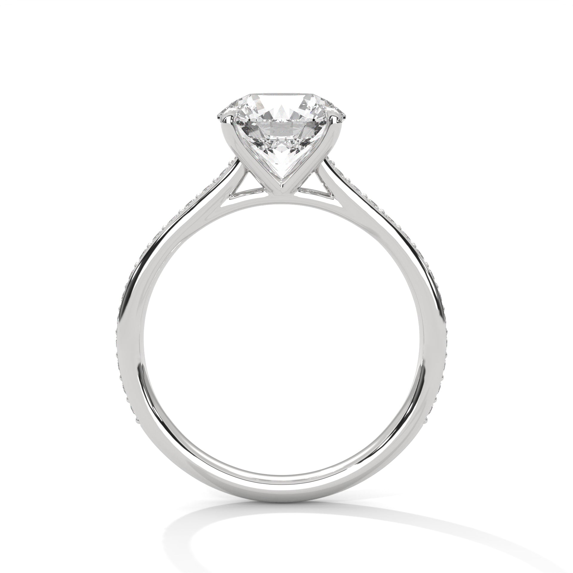 Round Cut Solitaire Pavé Band Engagement & Anniversary Ring