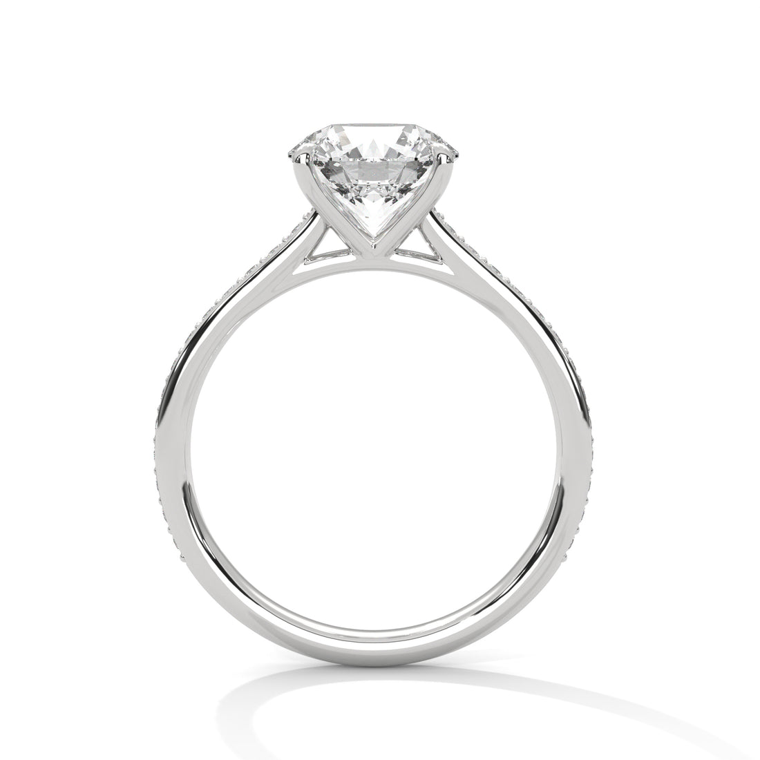 Round Cut Solitaire Pavé Band Engagement & Anniversary Ring
