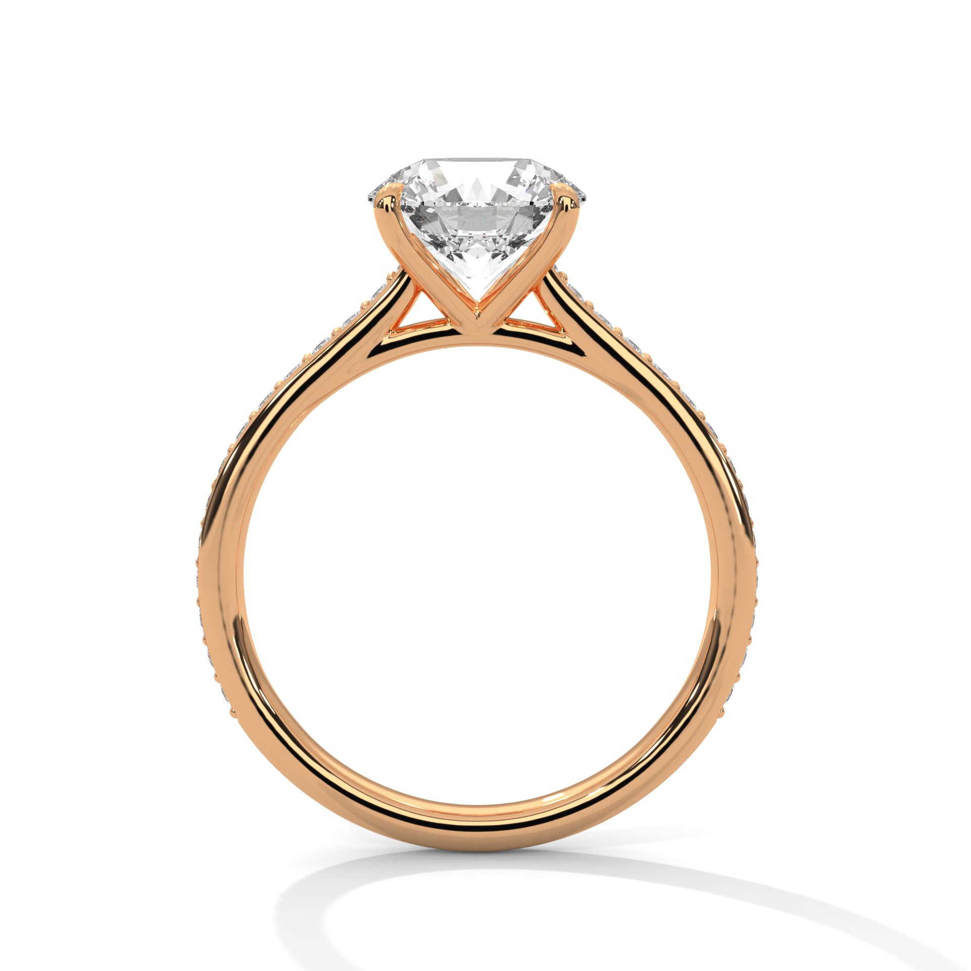 Round Cut Solitaire Pavé Band Engagement & Anniversary Ring