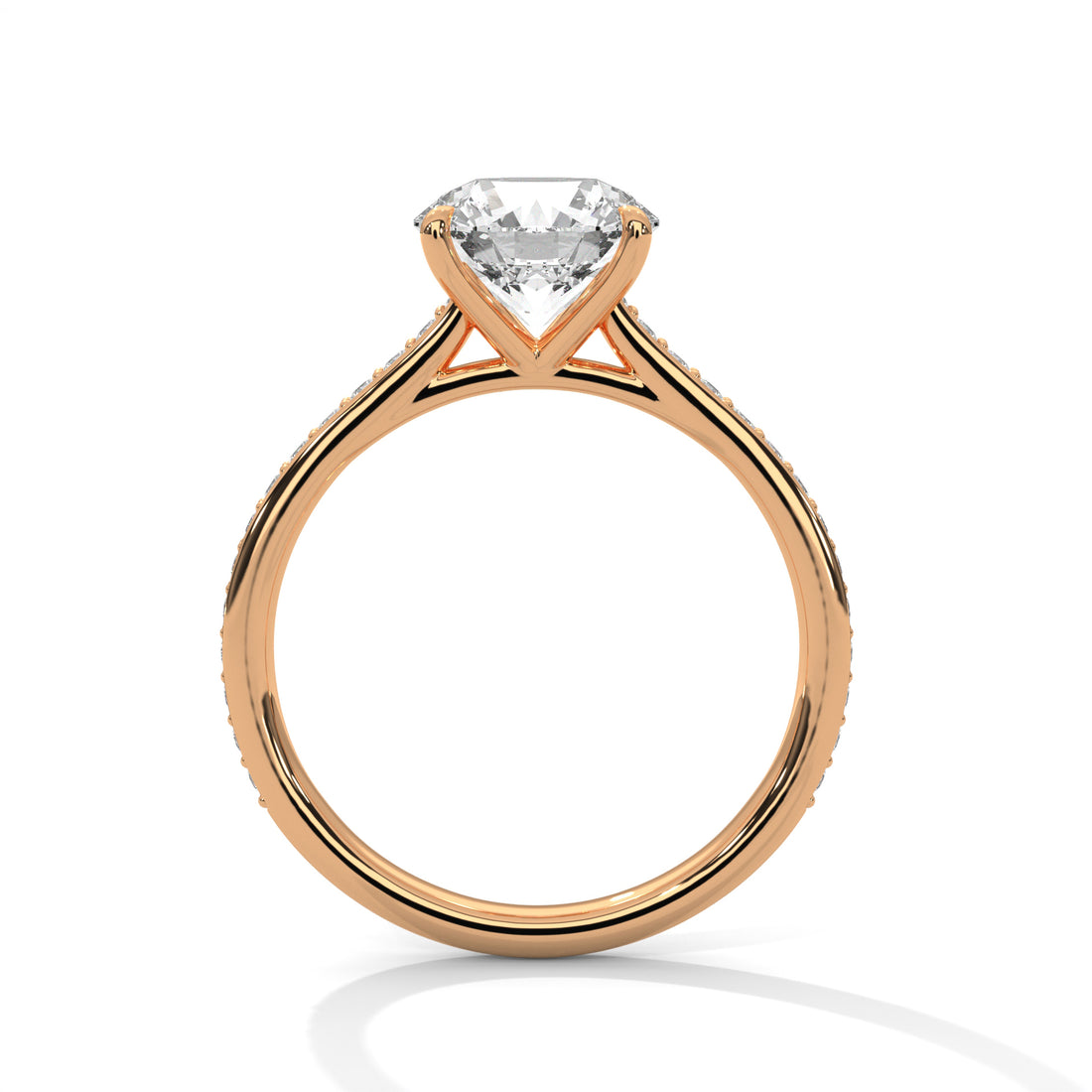Round Cut Solitaire Pavé Band Engagement & Anniversary Ring