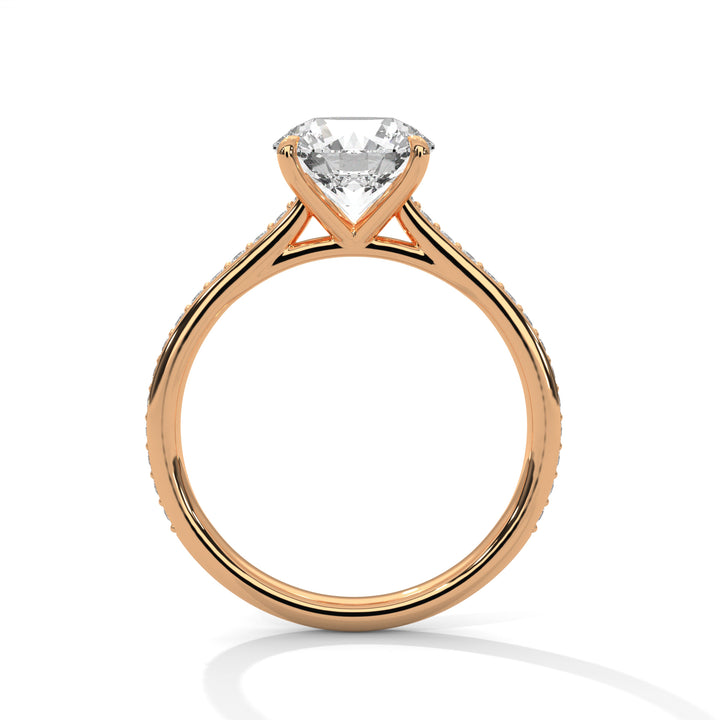 Round Cut Solitaire Pavé Band Engagement & Anniversary Ring