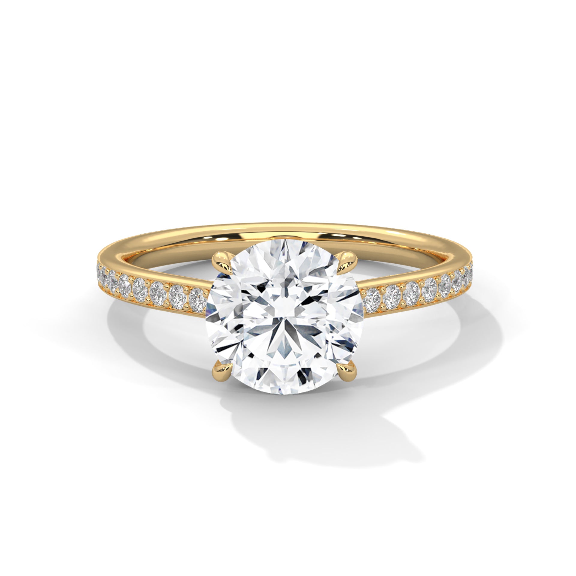 Round Cut Solitaire Pavé Band Engagement & Anniversary Ring