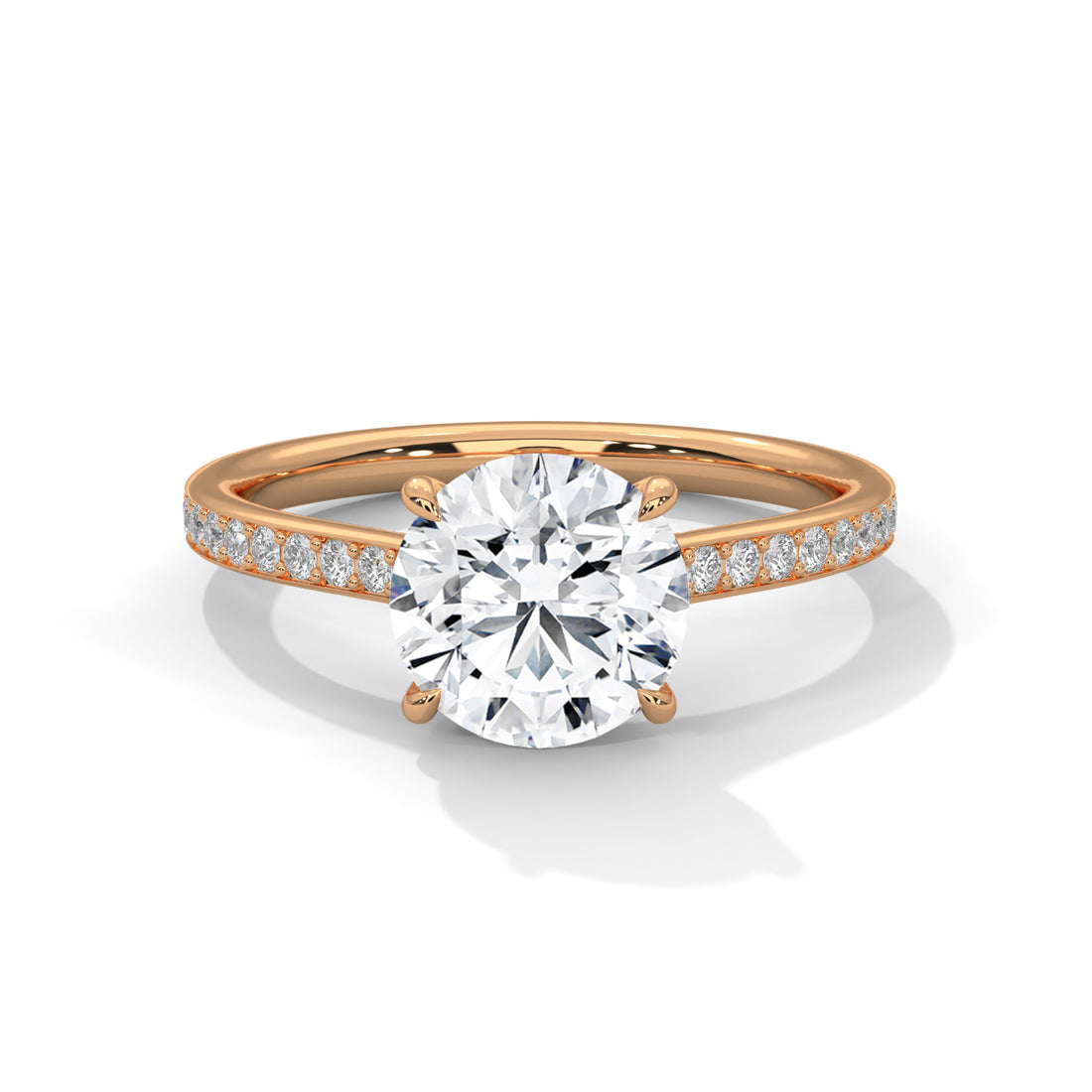 Round Cut Solitaire Pavé Band Engagement & Anniversary Ring