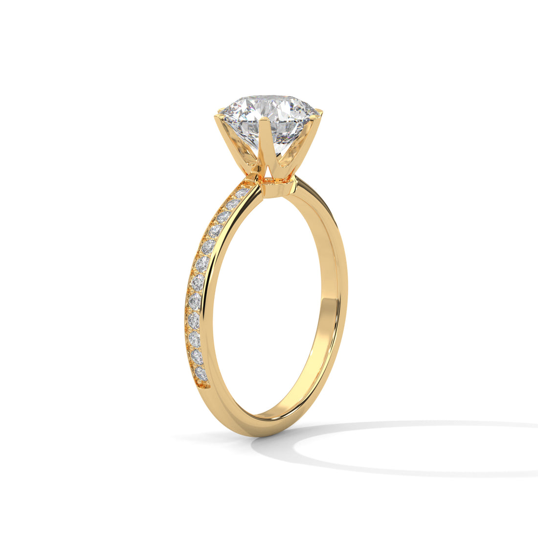 Round Cut Six-Prong Solitaire Pavé Engagement & Anniversary Ring