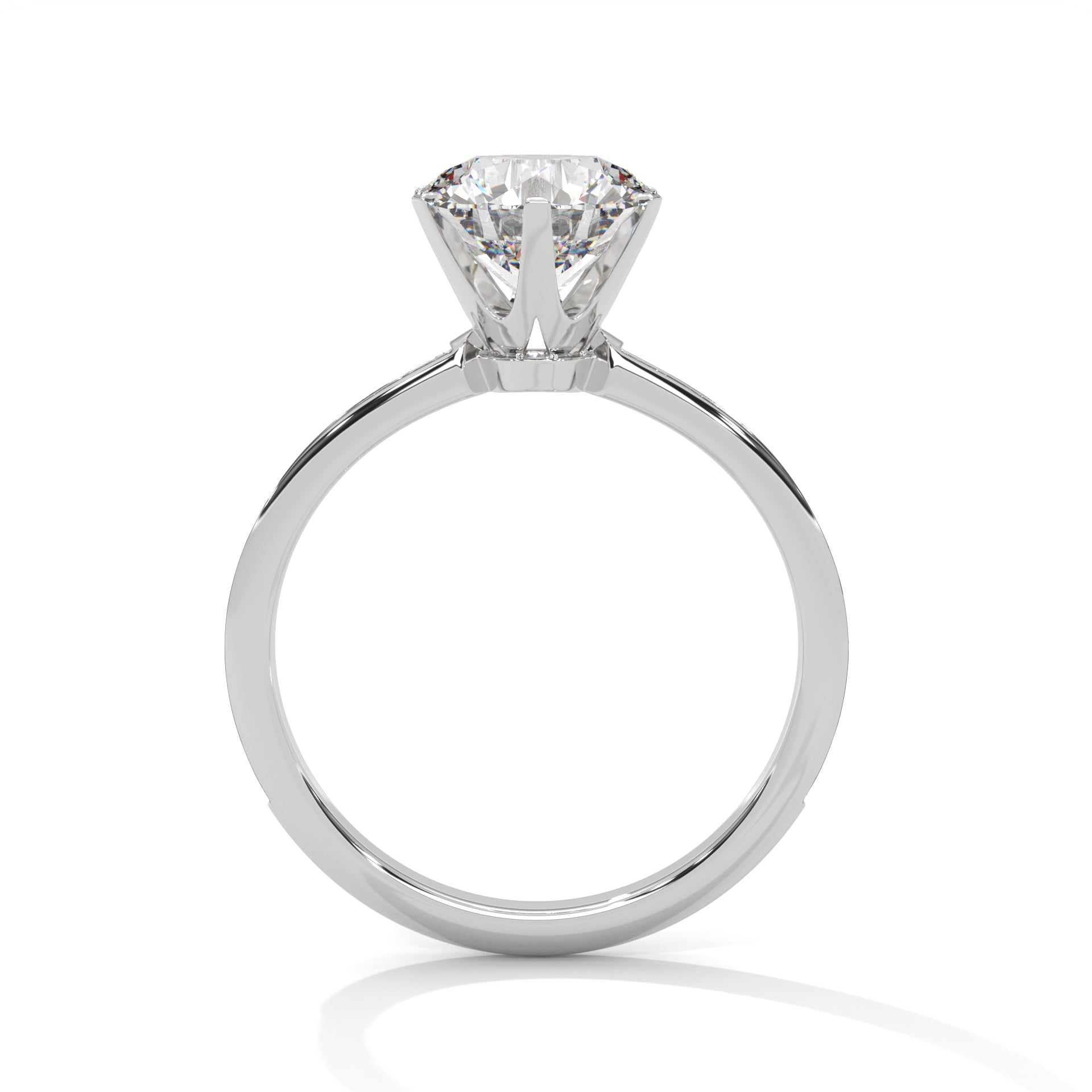 Round Cut Six-Prong Solitaire Pavé Engagement & Anniversary Ring