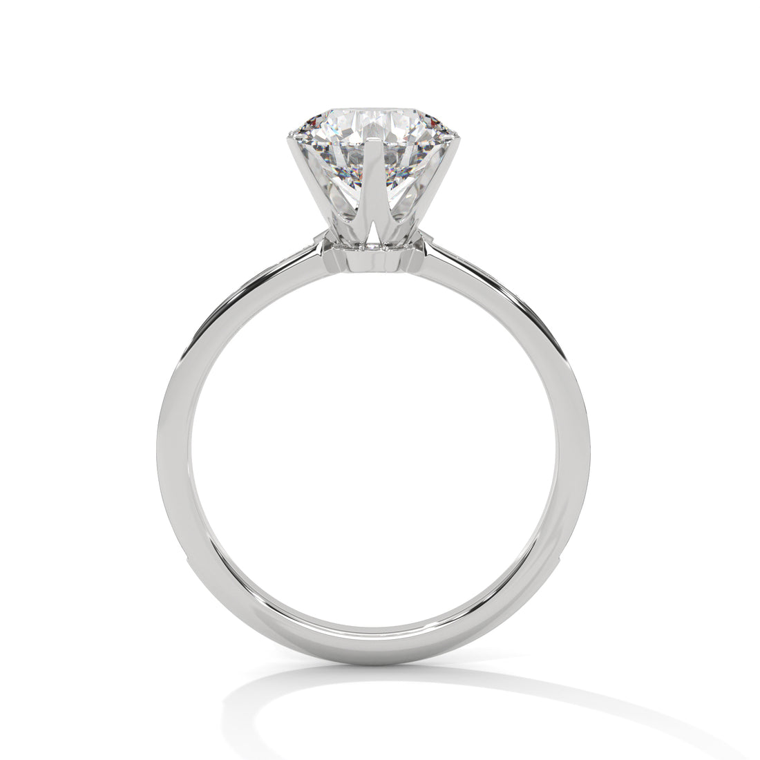 Round Cut Six-Prong Solitaire Pavé Engagement & Anniversary Ring