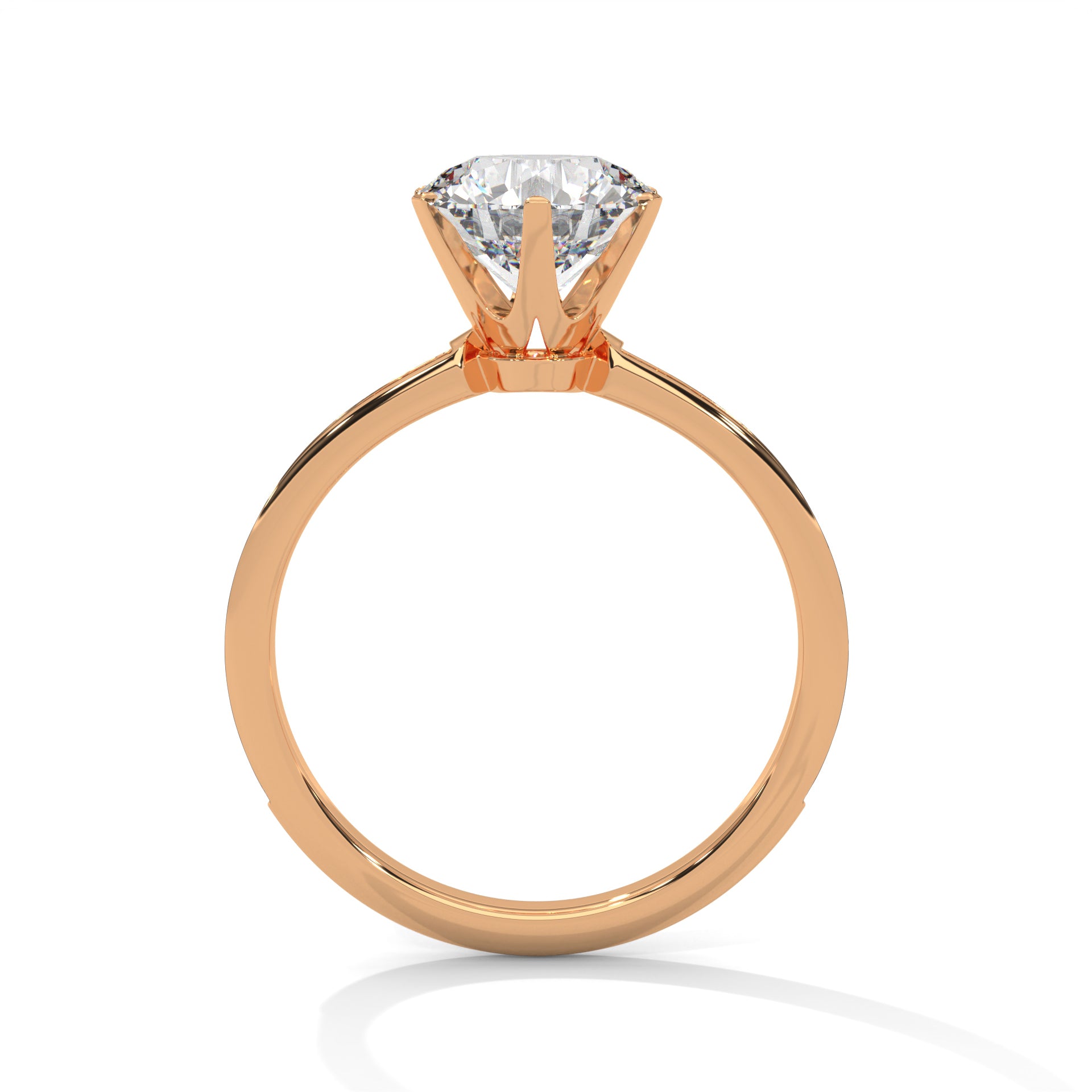 Round Cut Six-Prong Solitaire Pavé Engagement & Anniversary Ring