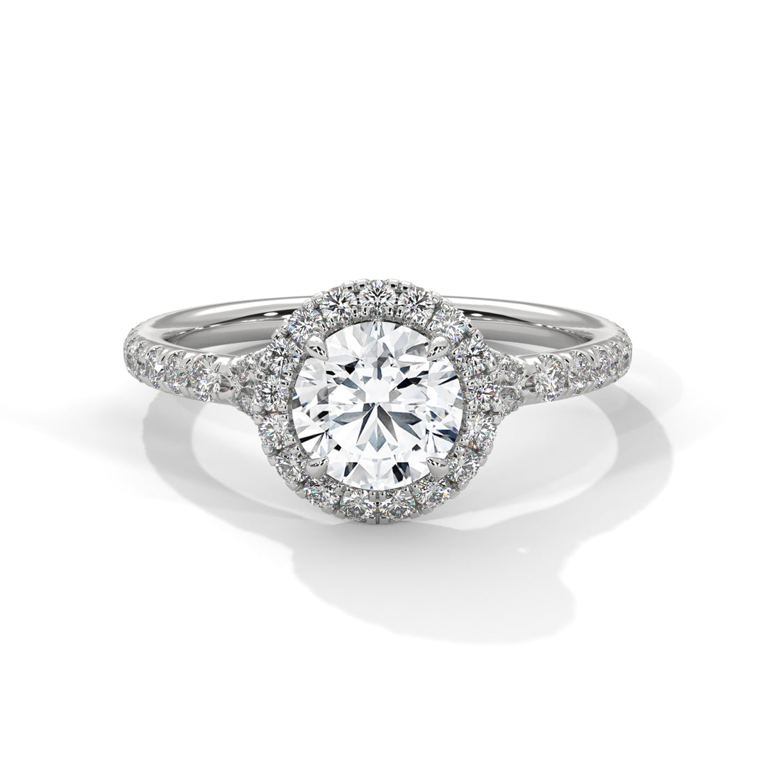 Round Cut Halo Pavé Engagement & Anniversary Ring
