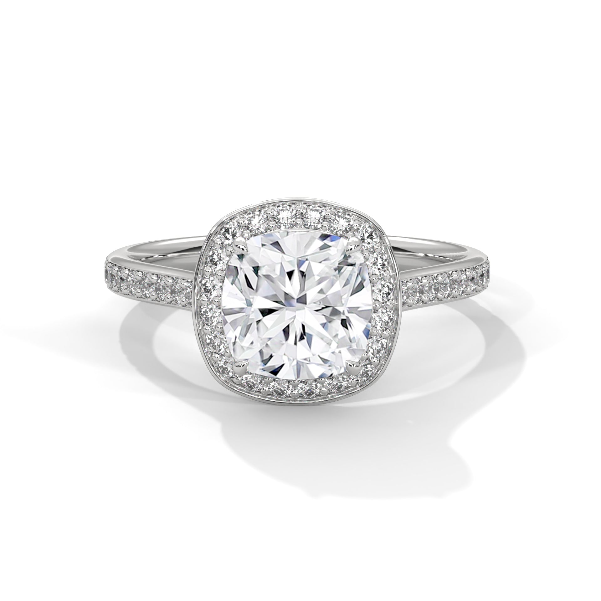 Cushion Cut Halo Pave Engagement & Anniversary Ring