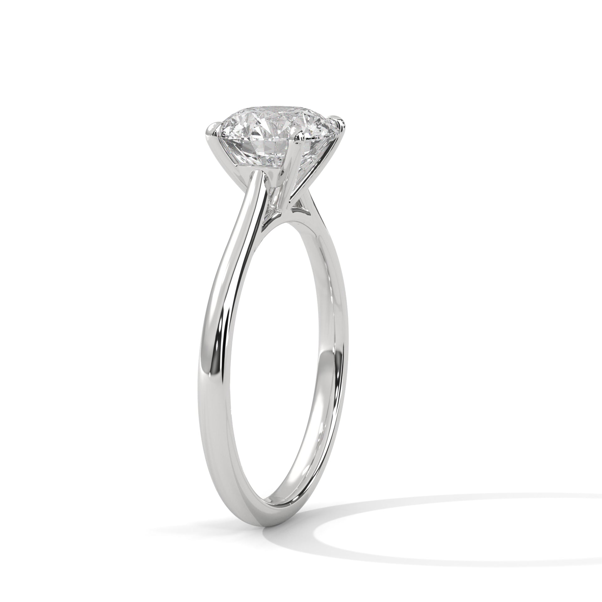 Rose Gold Round Cut Solitaire Cathedral Engagement & Anniversary Ring
