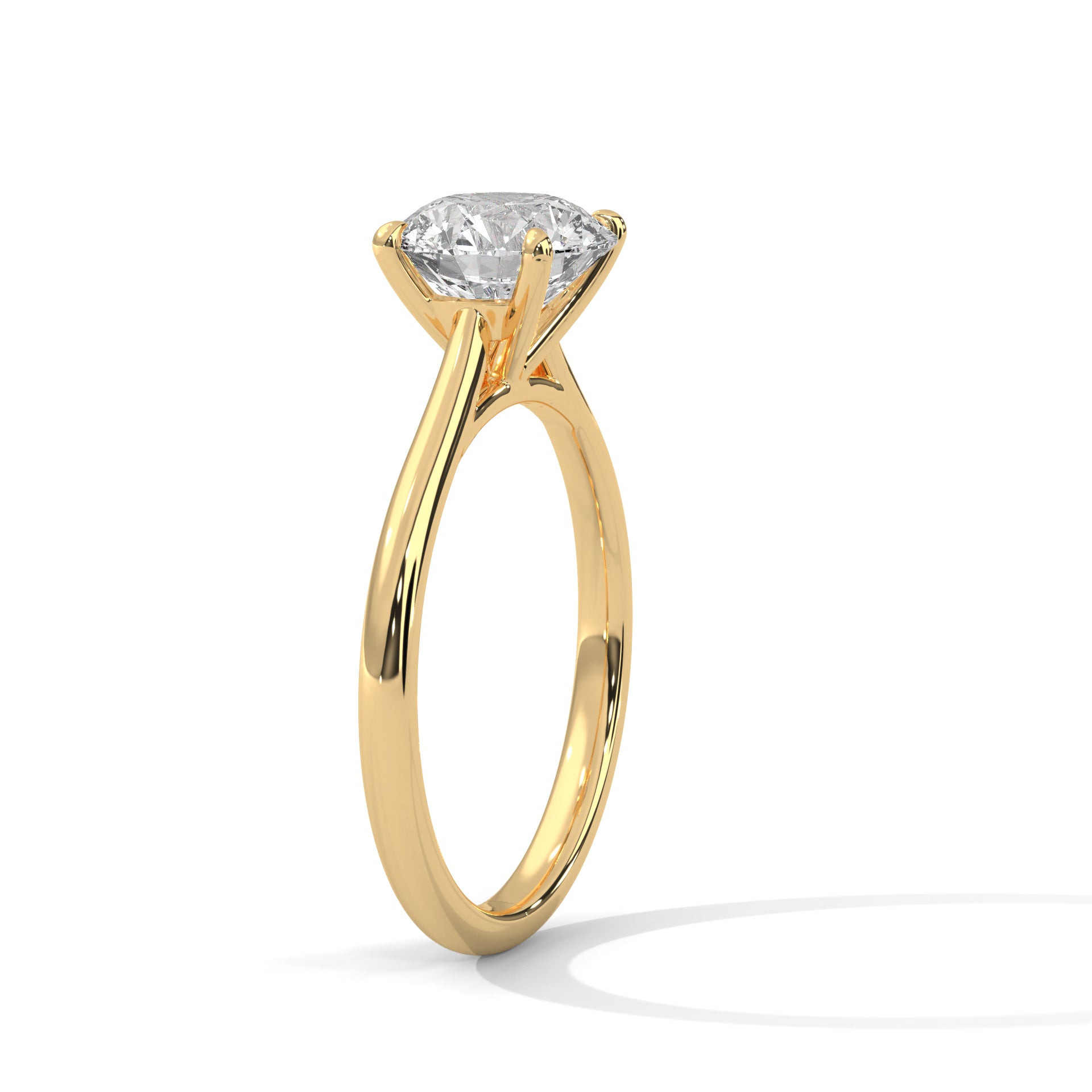 Rose Gold Round Cut Solitaire Cathedral Engagement & Anniversary Ring