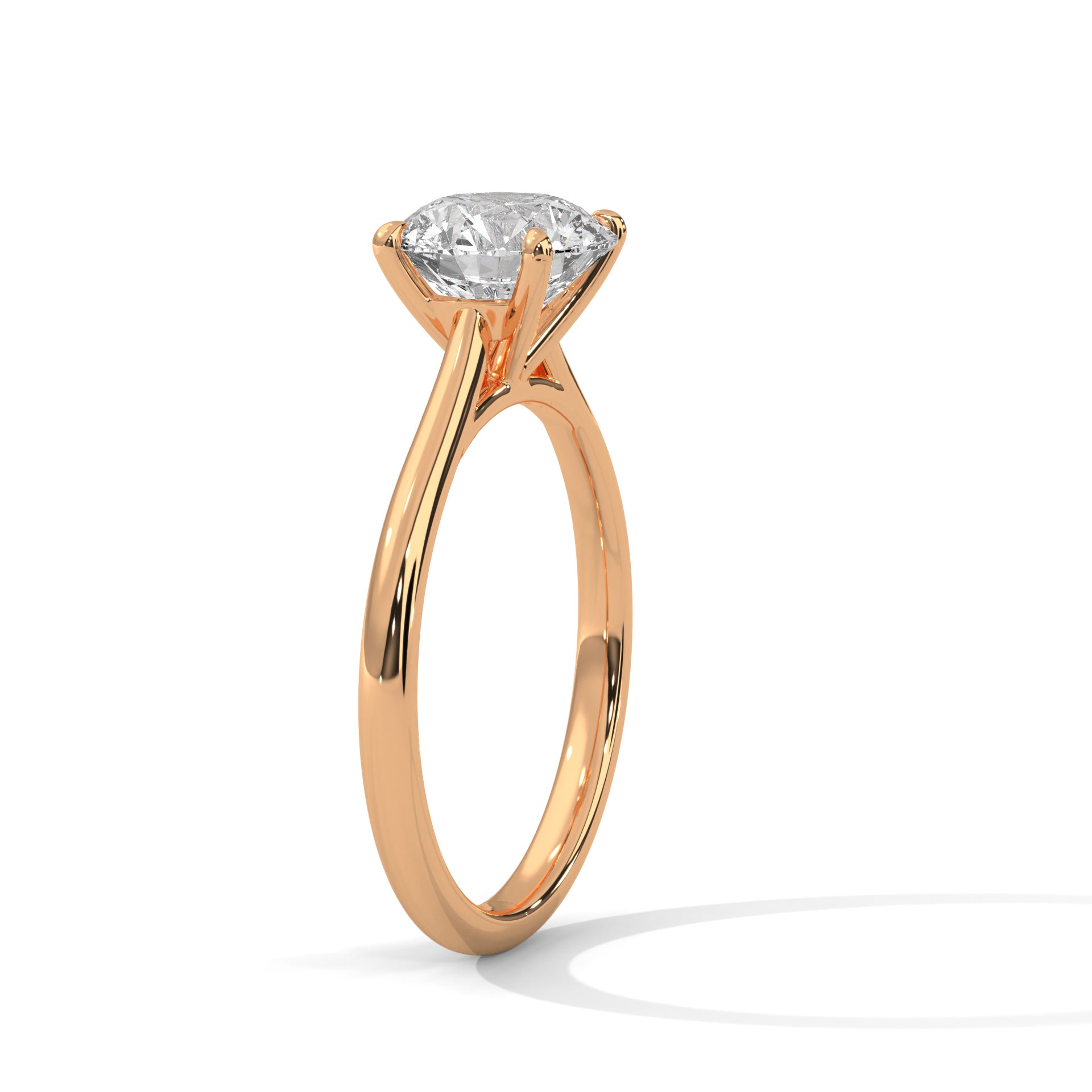 Rose Gold Round Cut Solitaire Cathedral Engagement & Anniversary Ring
