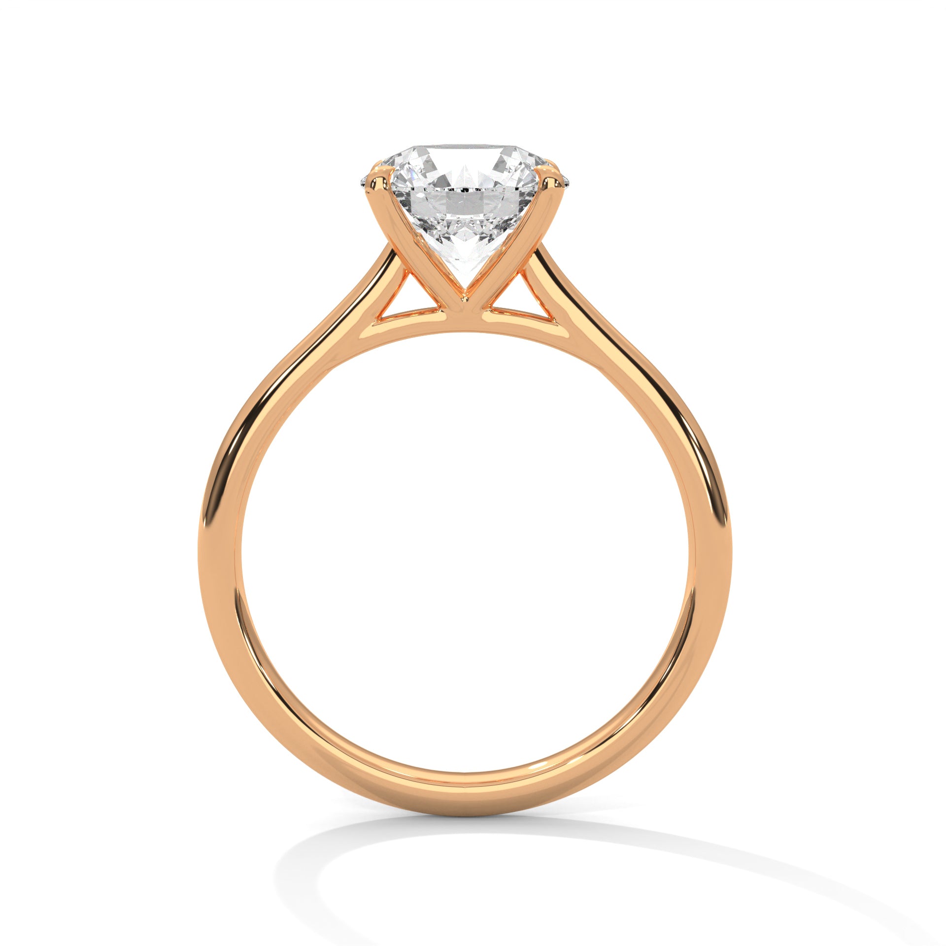 Rose Gold Round Cut Solitaire Cathedral Engagement & Anniversary Ring