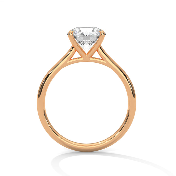 Rose Gold Round Cut Solitaire Cathedral Engagement & Anniversary Ring