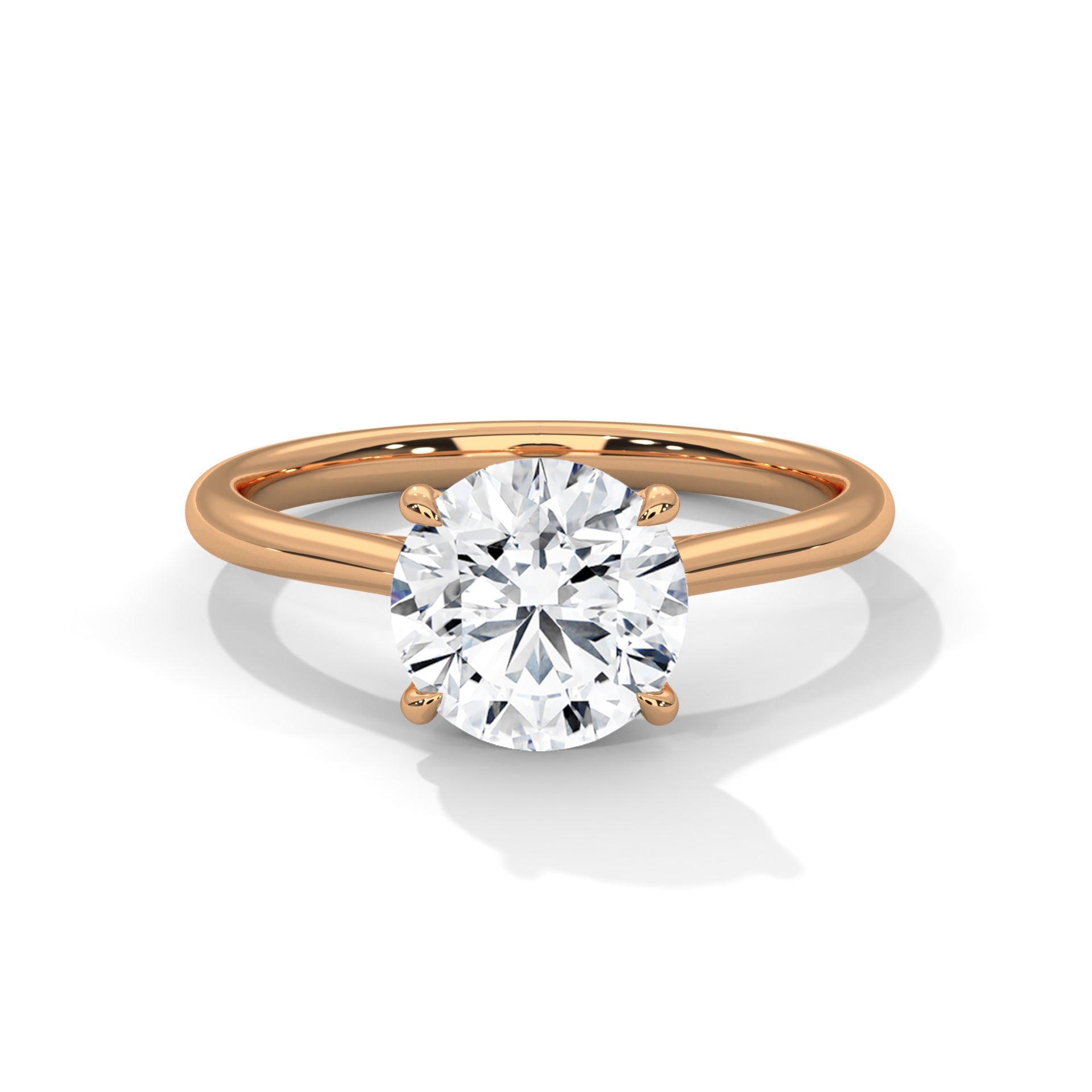 Rose Gold Round Cut Solitaire Cathedral Engagement & Anniversary Ring