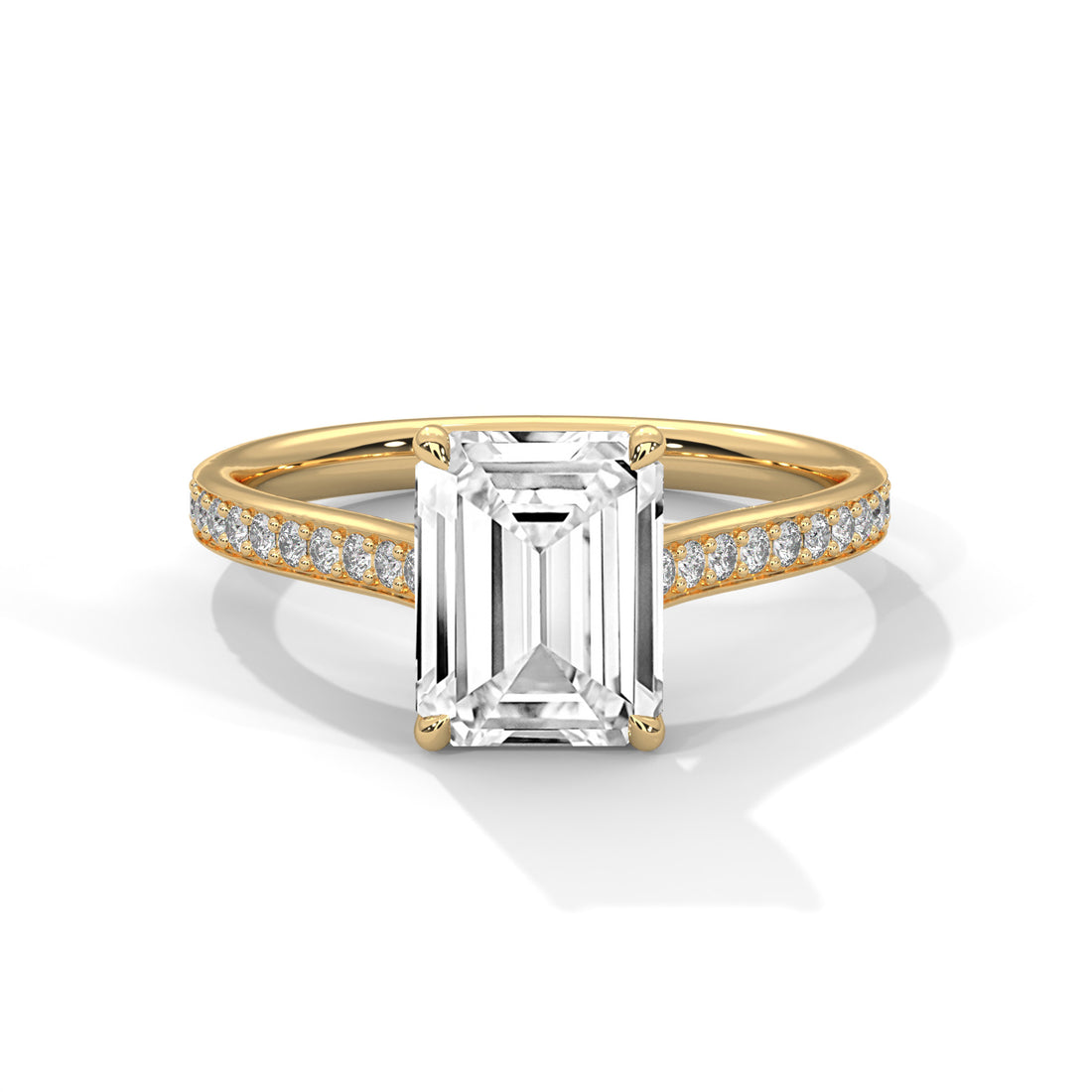 Rose Gold Emerald Cut Solitaire Pavé Engagement & Anniversary Ring