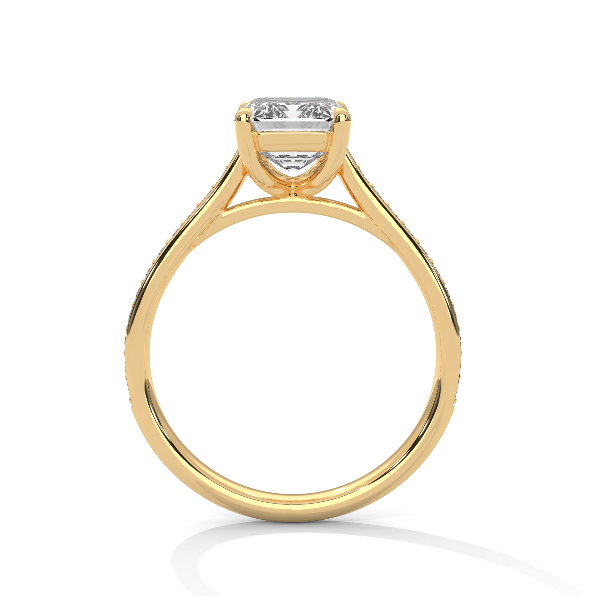 Rose Gold Emerald Cut Solitaire Pavé Engagement & Anniversary Ring
