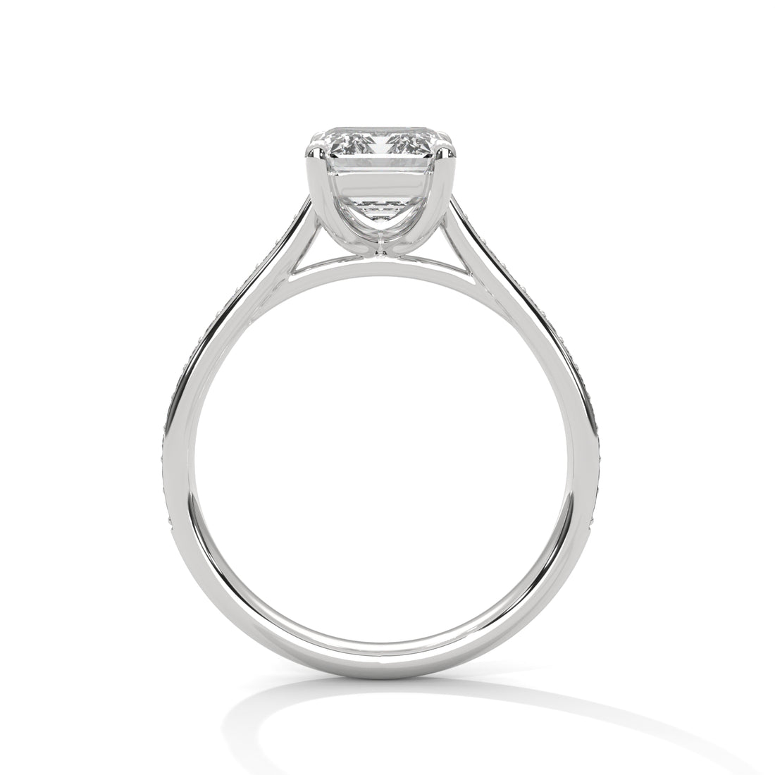 Rose Gold Emerald Cut Solitaire Pavé Engagement & Anniversary Ring