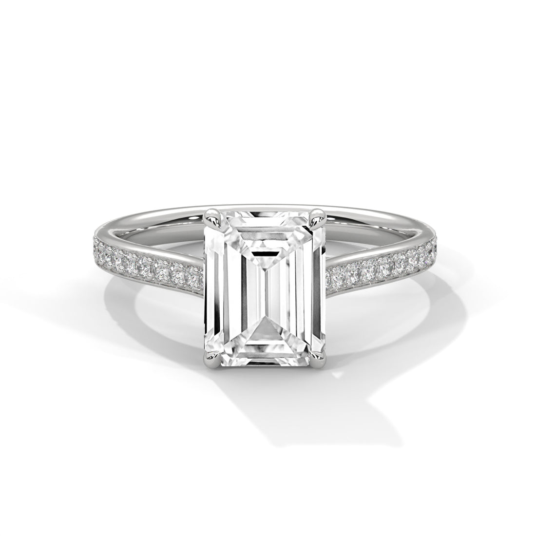 Rose Gold Emerald Cut Solitaire Pavé Engagement & Anniversary Ring