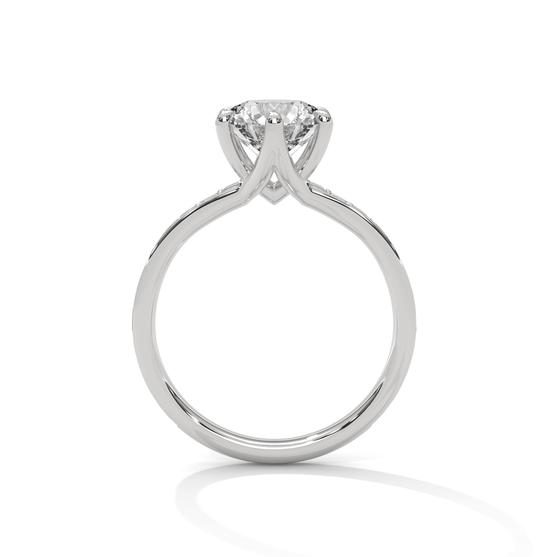 Rose Gold Round Cut Six-Prong Solitaire Pavé Engagement & Anniversary Ring