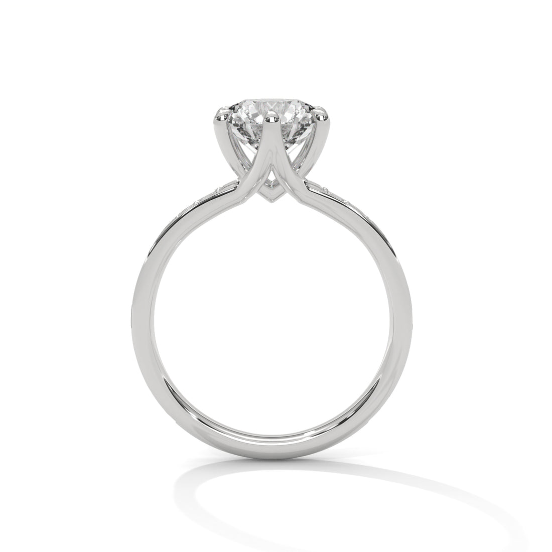 Rose Gold Round Cut Six-Prong Solitaire Pavé Engagement & Anniversary Ring