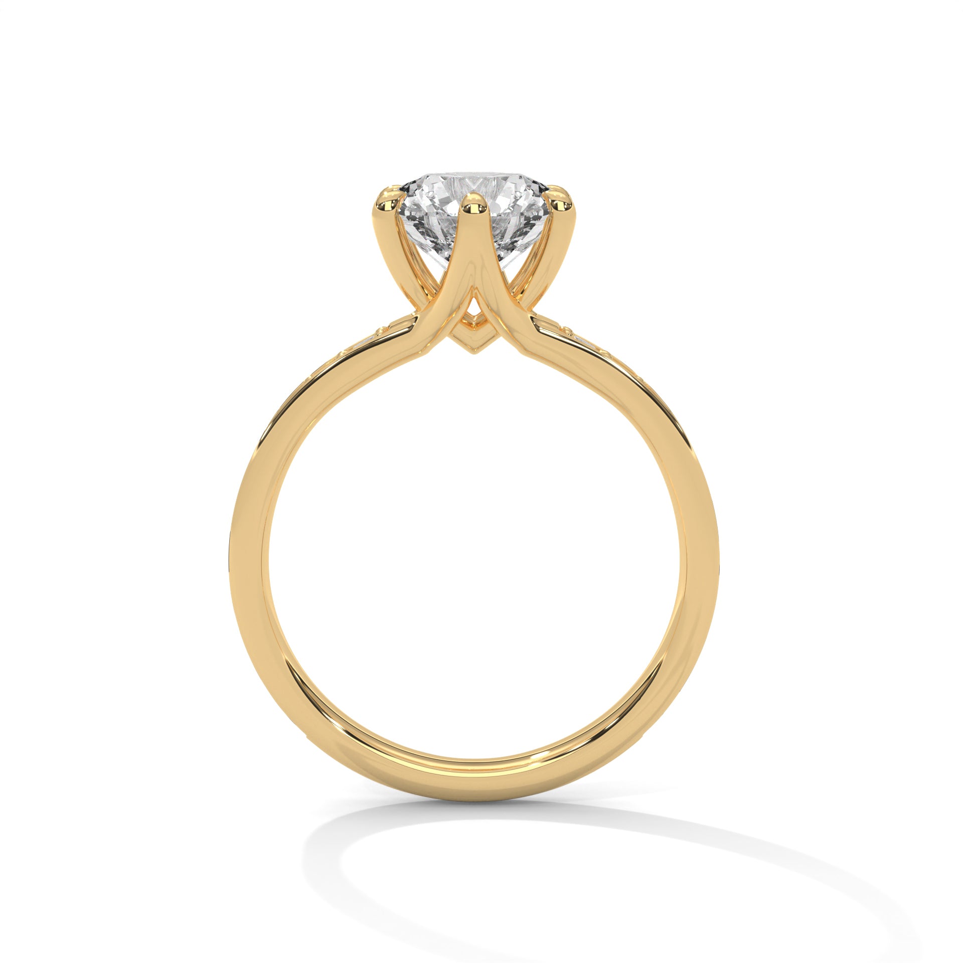 Rose Gold Round Cut Six-Prong Solitaire Pavé Engagement & Anniversary Ring