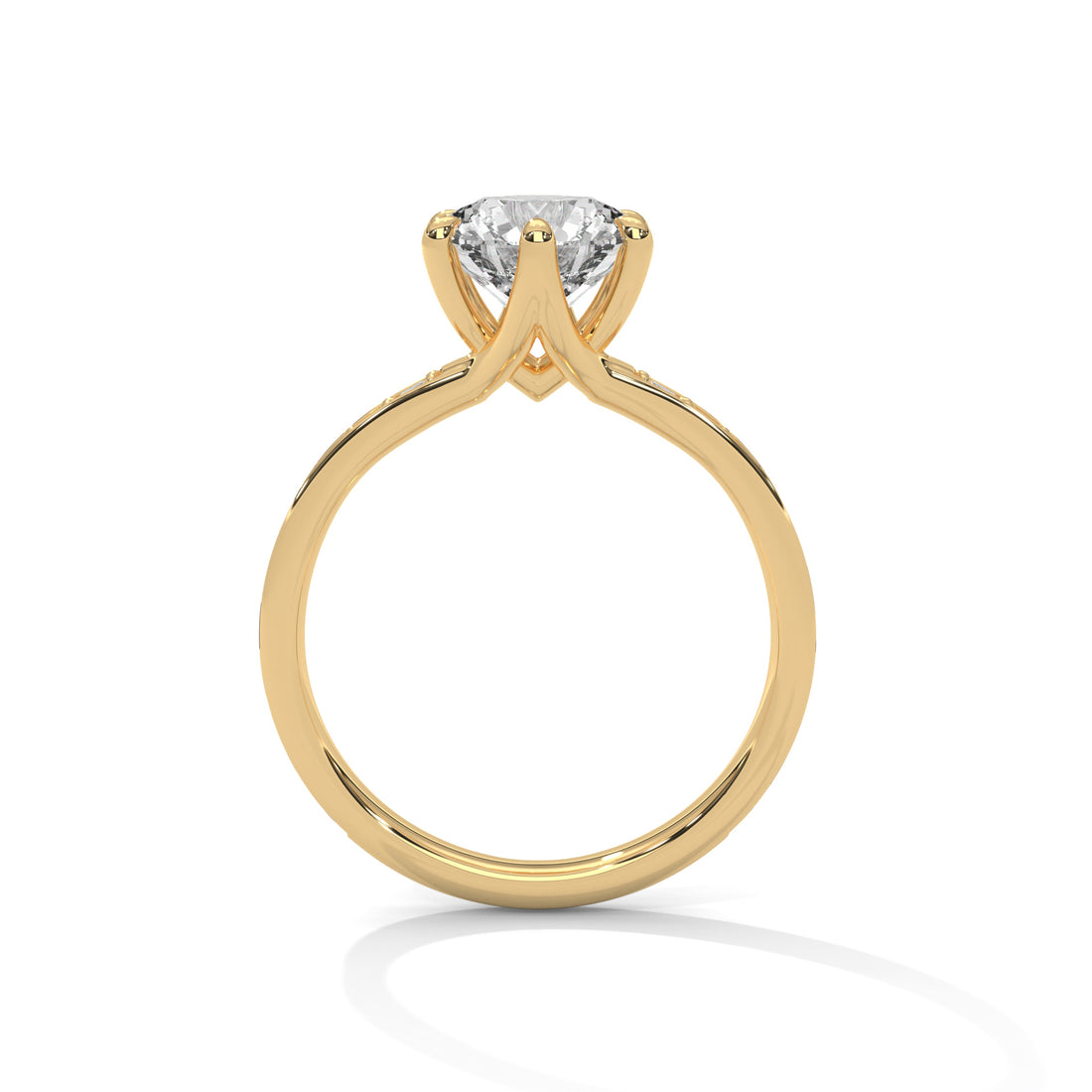 Rose Gold Round Cut Six-Prong Solitaire Pavé Engagement & Anniversary Ring