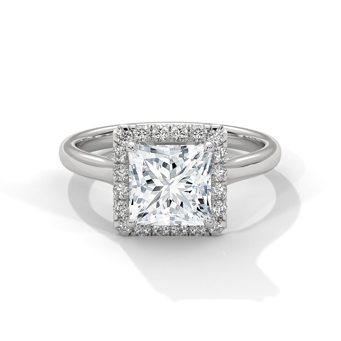 Rose Gold Princess Cut Halo Solitaire Engagement & Anniversary Ring