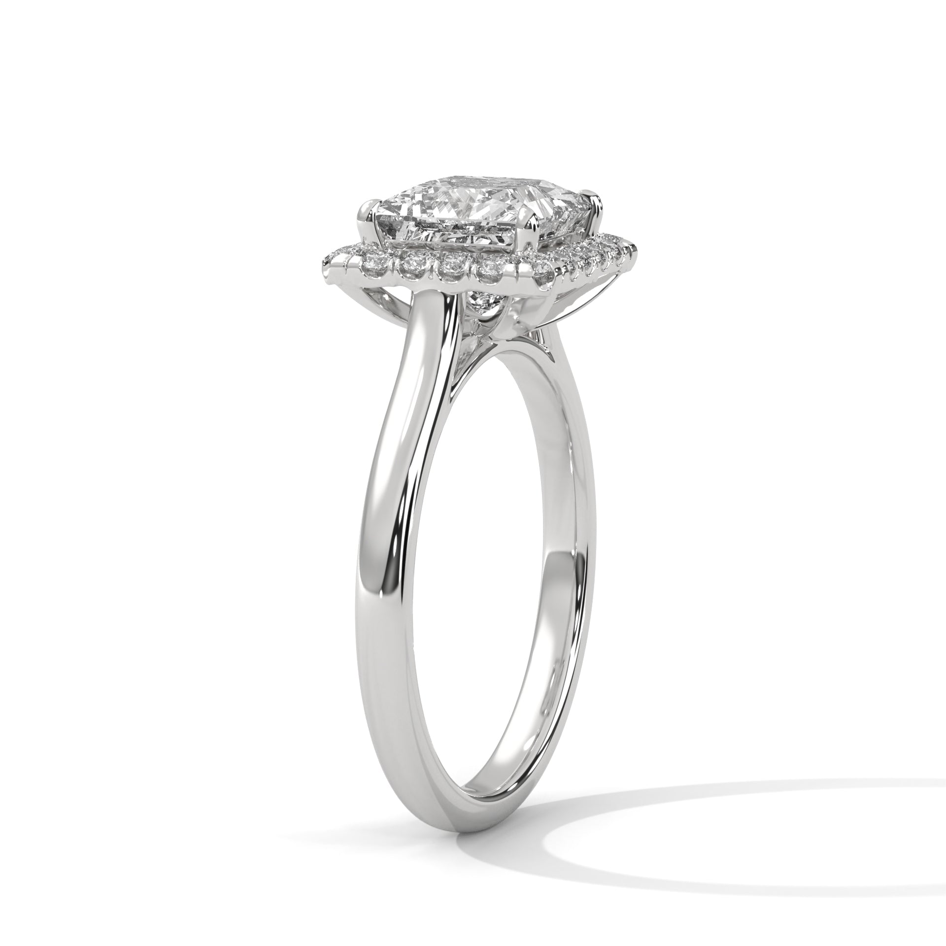 Rose Gold Princess Cut Halo Solitaire Engagement & Anniversary Ring