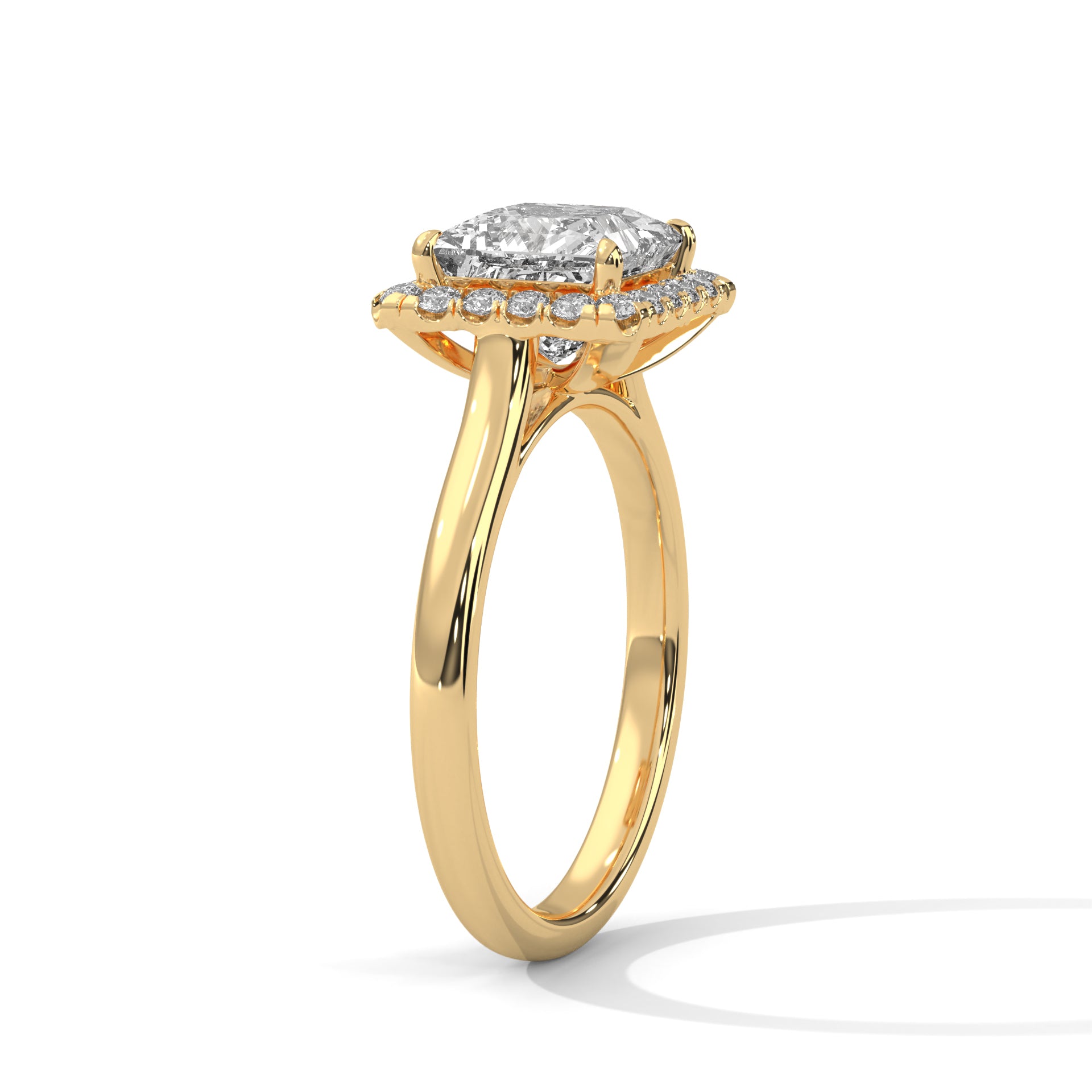Rose Gold Princess Cut Halo Solitaire Engagement & Anniversary Ring