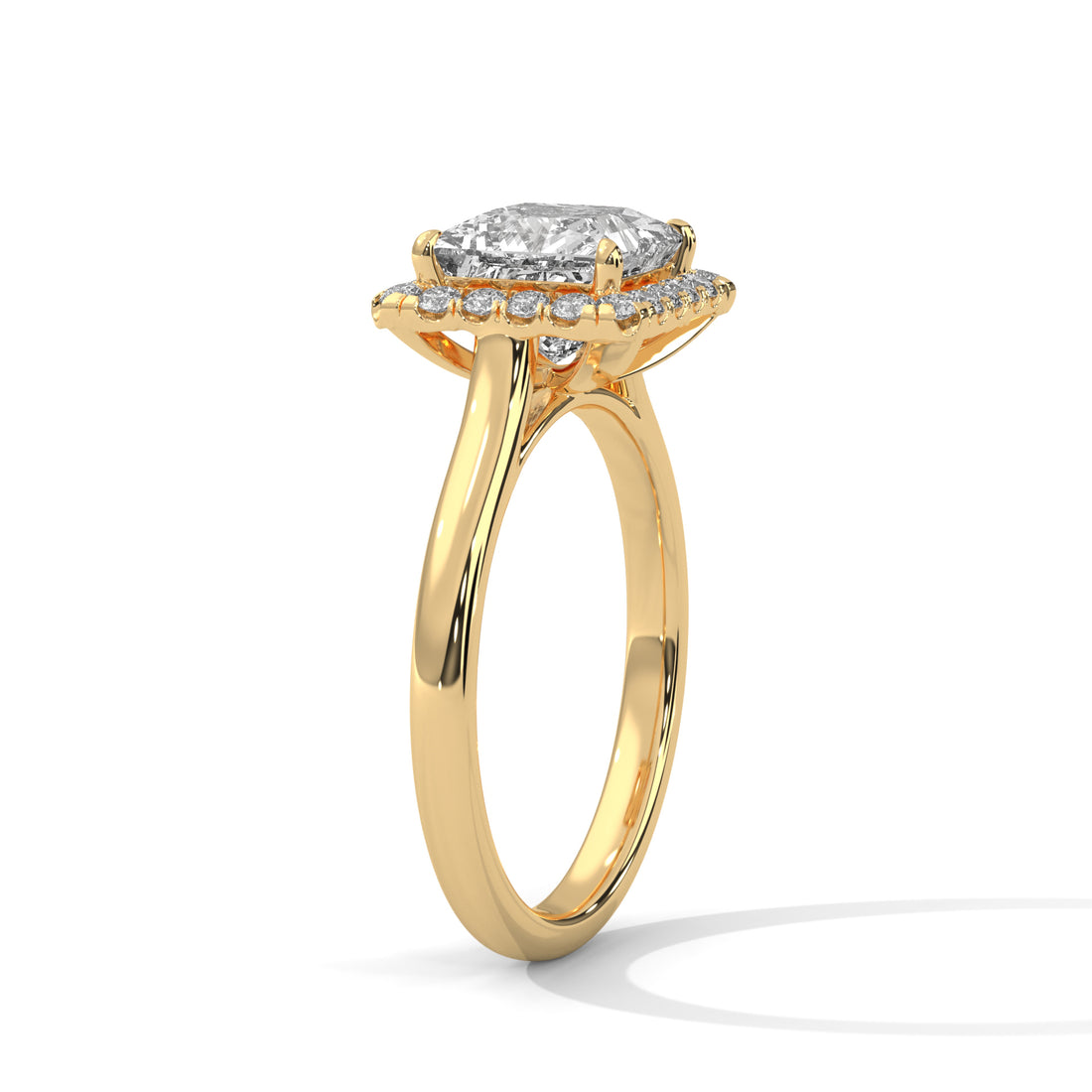 Rose Gold Princess Cut Halo Solitaire Engagement & Anniversary Ring
