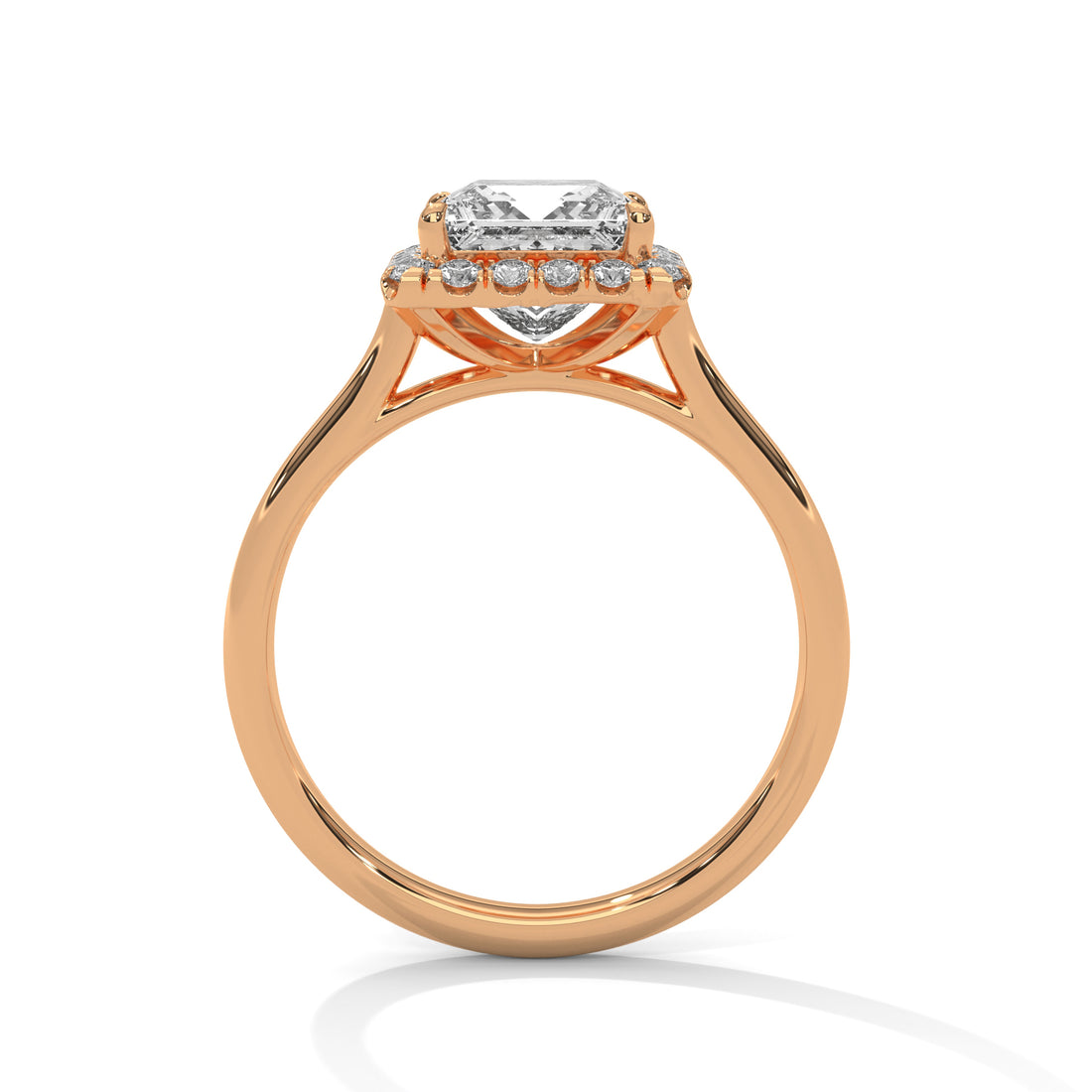 Rose Gold Princess Cut Halo Solitaire Engagement & Anniversary Ring