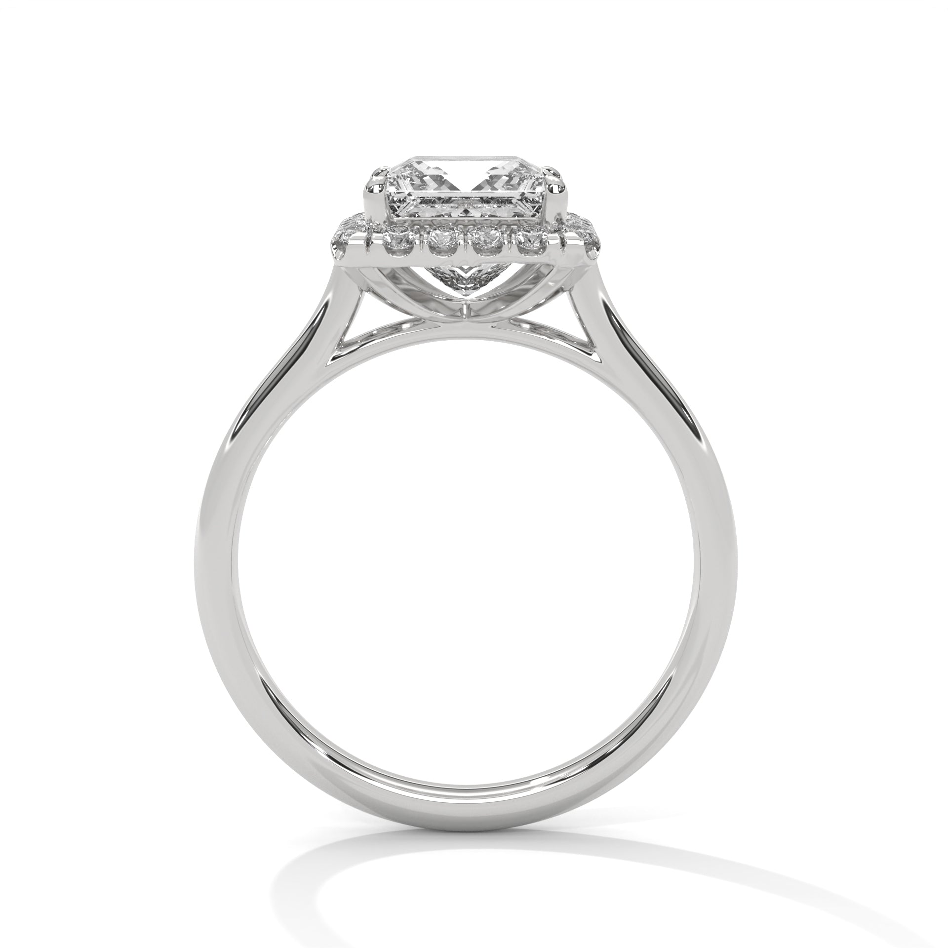 Rose Gold Princess Cut Halo Solitaire Engagement & Anniversary Ring