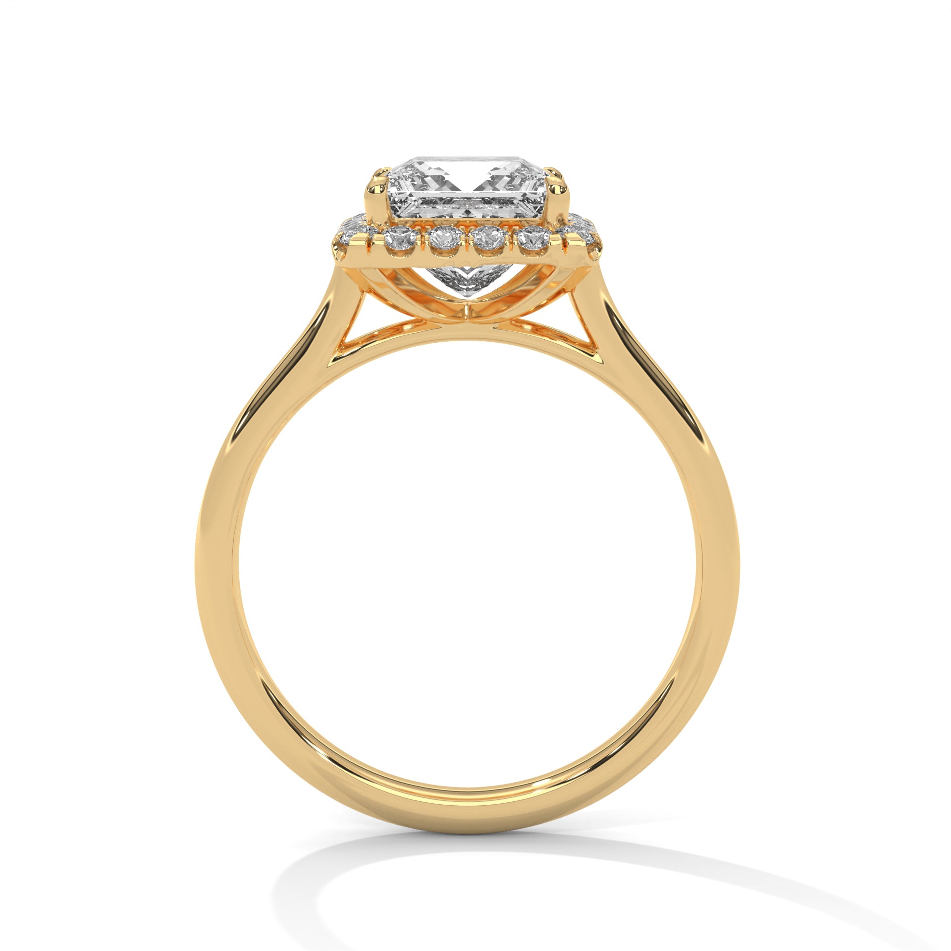 Rose Gold Princess Cut Halo Solitaire Engagement & Anniversary Ring
