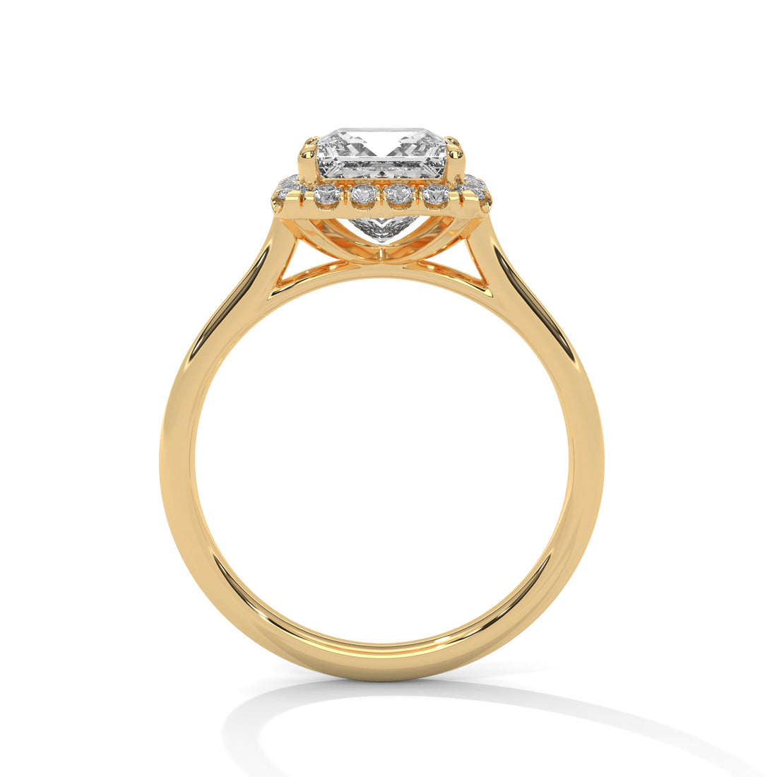 Rose Gold Princess Cut Halo Solitaire Engagement & Anniversary Ring