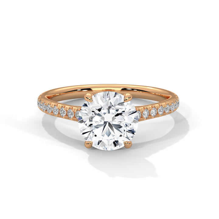 Rose Gold Oval Cut Three Stone Pear Side Engagement & Anniversary Ring