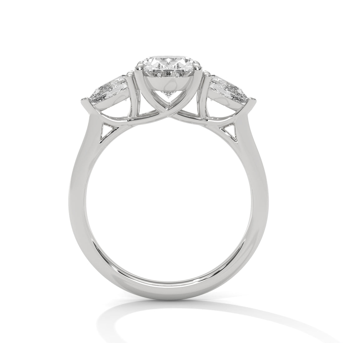 Rose Gold Oval Cut Three Stone Pear Side Engagement & Anniversary Ring
