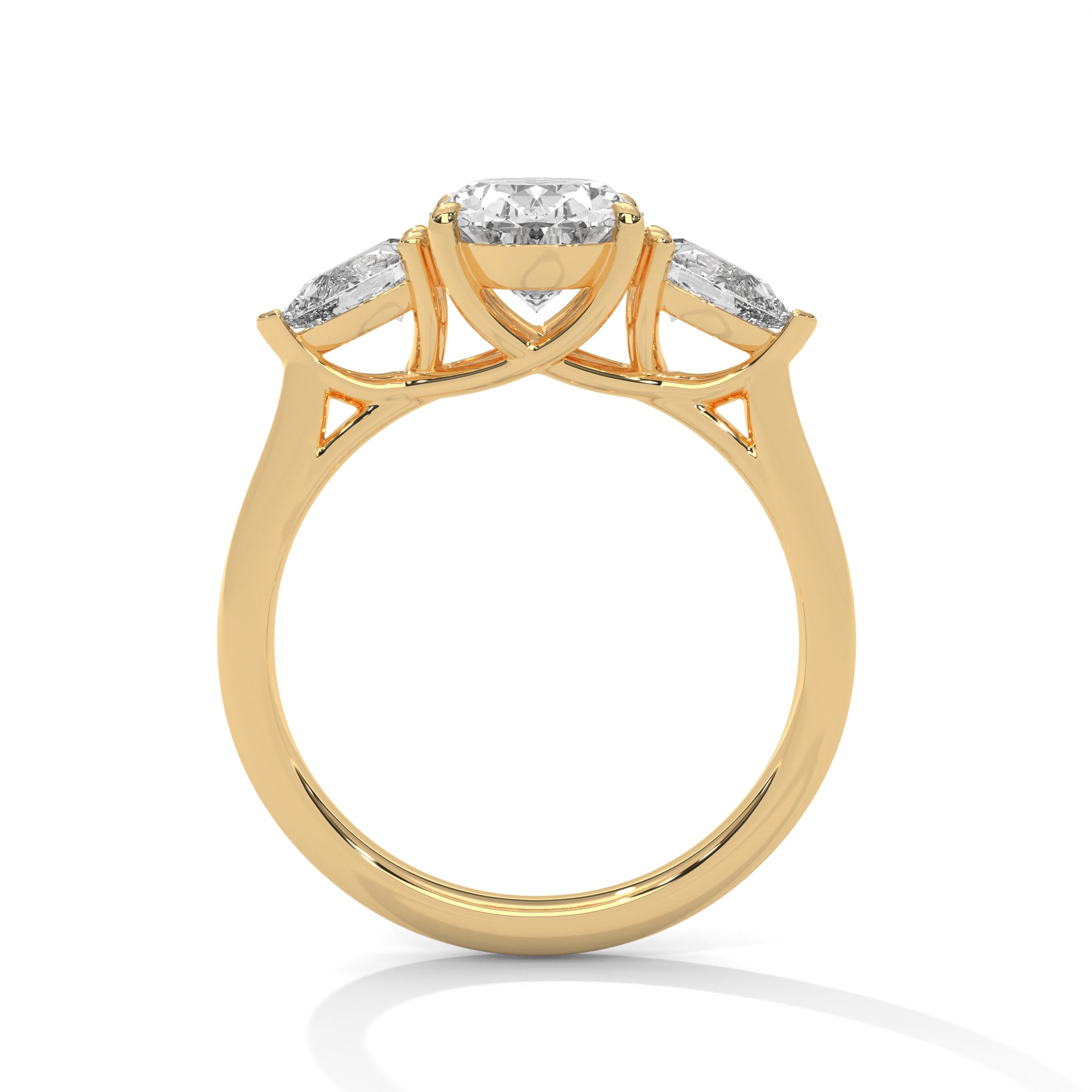 Rose Gold Oval Cut Three Stone Pear Side Engagement & Anniversary Ring