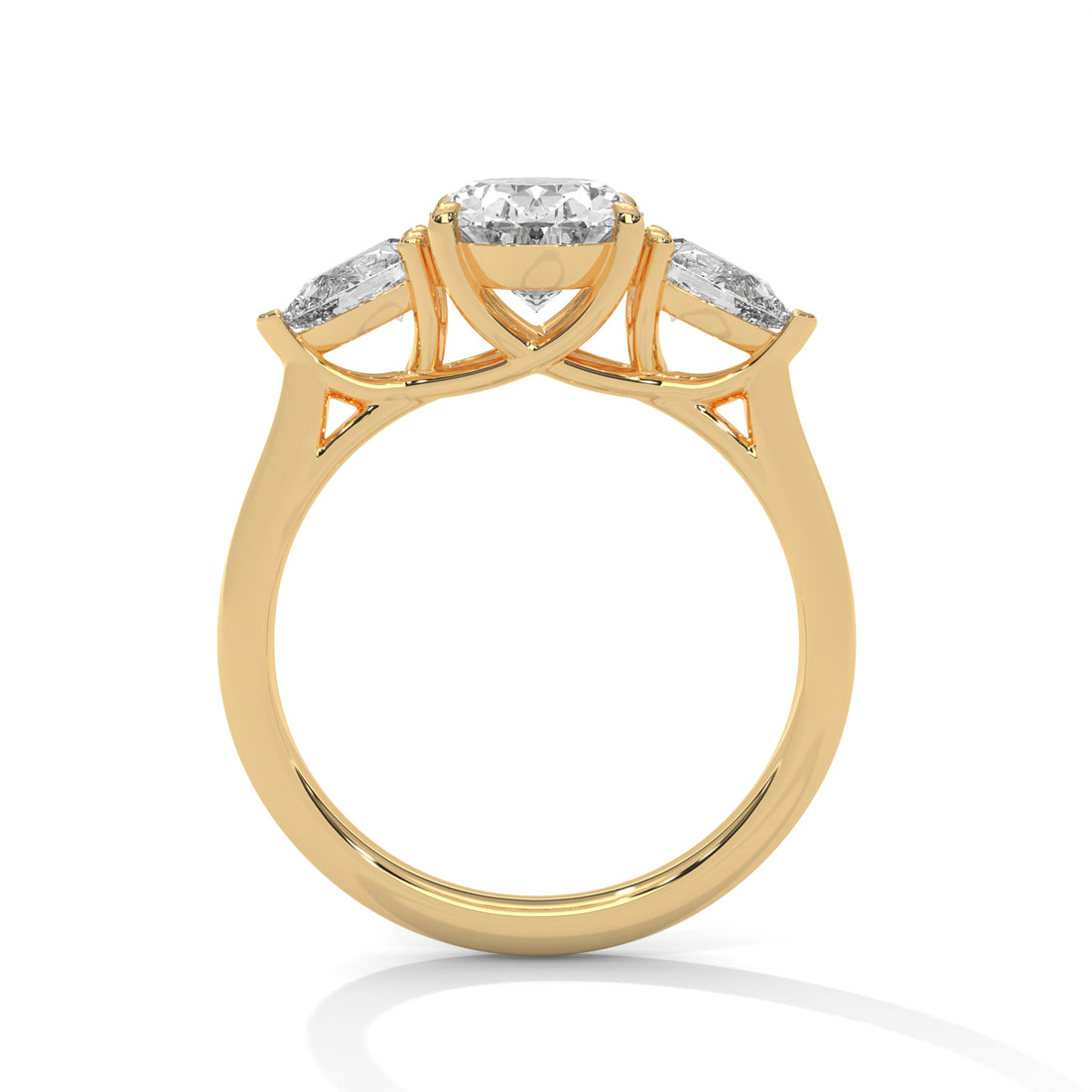 Rose Gold Oval Cut Three Stone Pear Side Engagement & Anniversary Ring