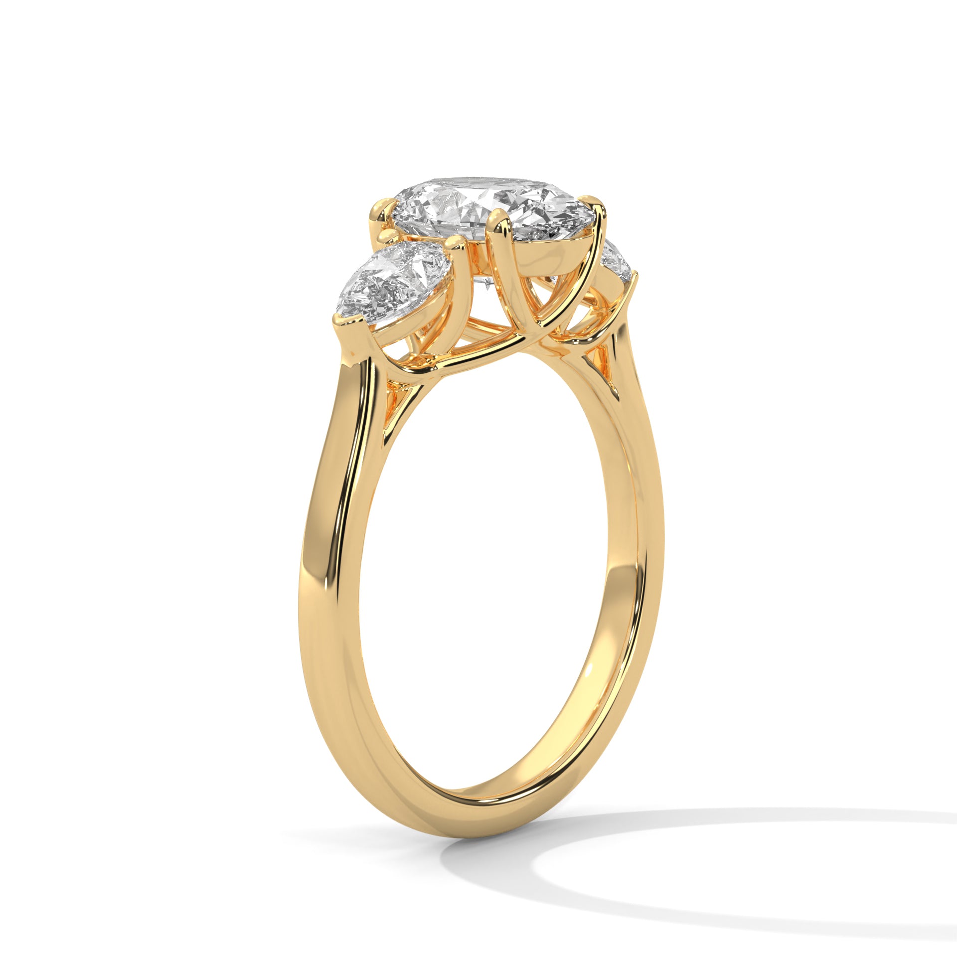 Rose Gold Oval Cut Three Stone Pear Side Engagement & Anniversary Ring